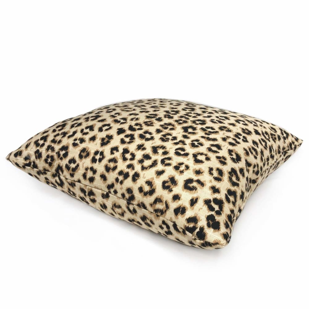 Riva Tan Beige & Dark Brown Leopard Print Linen Pillow Cover - 18x18 Inch Decorative Throw Pillow Case for Sofa, Bedroom & Living Room - Soft & Stylish Home Decor Accent
