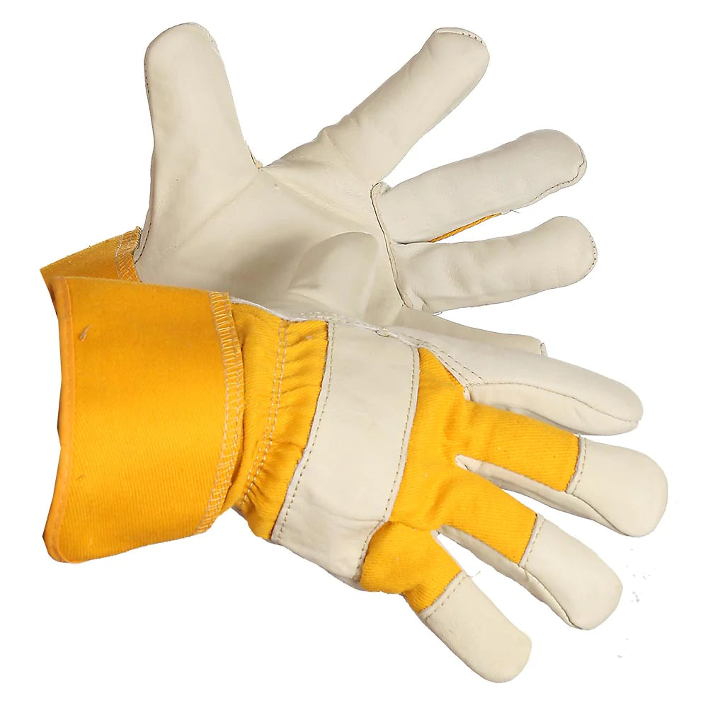 FORCEFIELD Hill Billy Grain Leather Work Gloves - Foam & Fleece Lined, Durable & Comfortable for Construction, Farming, and Outdoor Work - Heavy Duty Hand Protection for Cold Weather & Tough Jobs