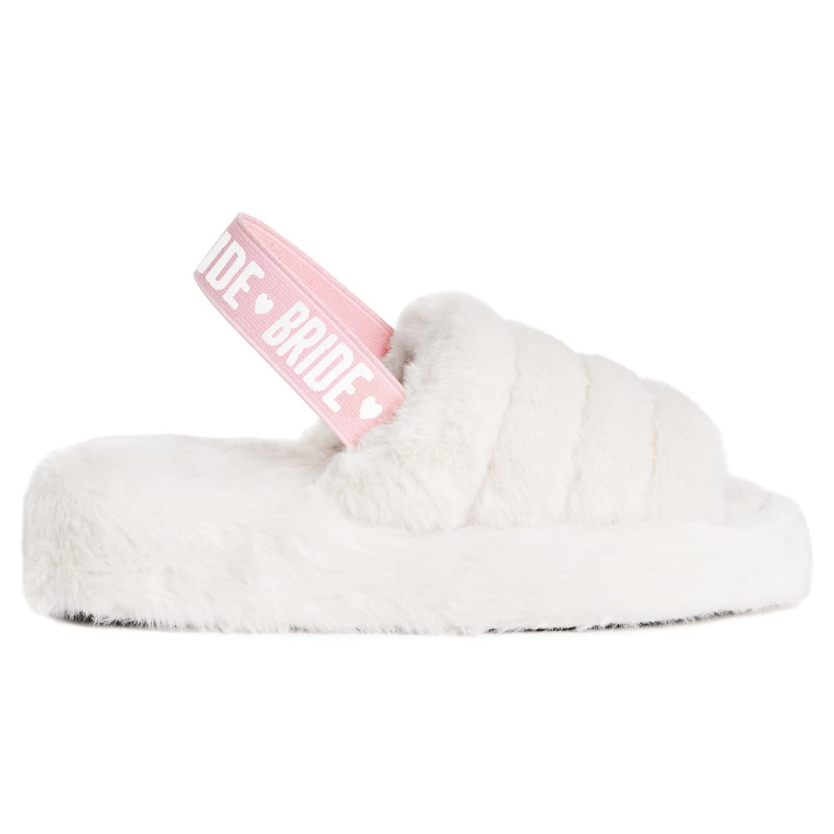 Fetti Bride Strap Slippers - White Fur Wedding Sandals for Bachelorette Party, Bridal Shower & Bridesmaid Gifts | Perfect for Wedding Day, Photo Shoots & Honeymoon Getaways