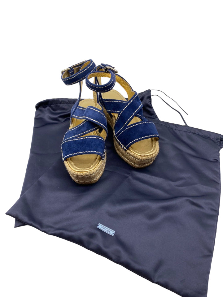 Prada Crisscross Suede Espadrille Sandals - Women's Size 8 (EU 38) - Luxury Summer Casual Shoes for Beach, Vacation & Everyday Wear