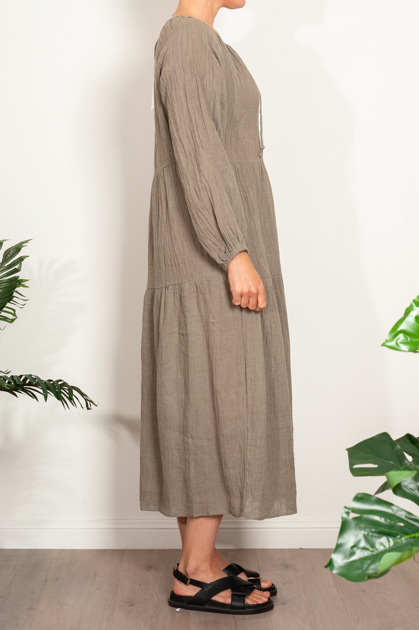 Elegant Linen Ayra Tiered Dress for Women - Boho Summer Maxi Dress for Beach, Vacation & Casual Outings