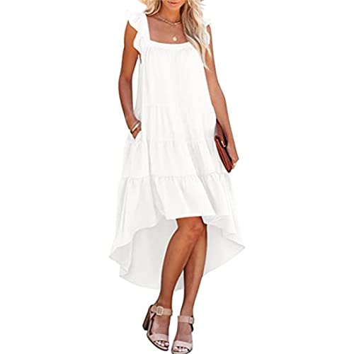 High Low Flowy Dress White