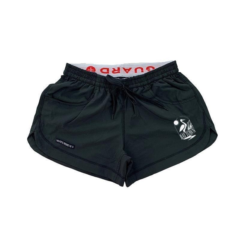 Baytown Women's Aloha Stretch Guard Shorts with Logo - Comfortable Athletic Shorts for Yoga, Running & Beachwear