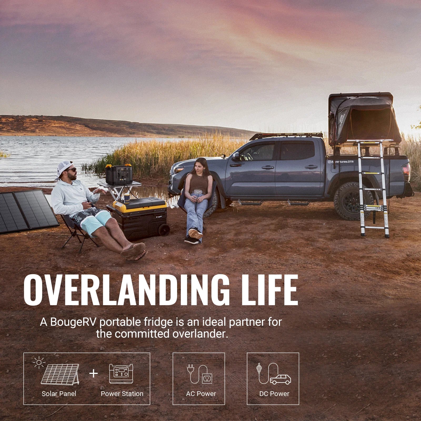 BougeRV CR35 37 Quart (35L) Portable Fridge Freezer - 12V/24V DC & 110V AC Car Refrigerator for Camping, Road Trips, RV, Travel, Outdoor Adventures