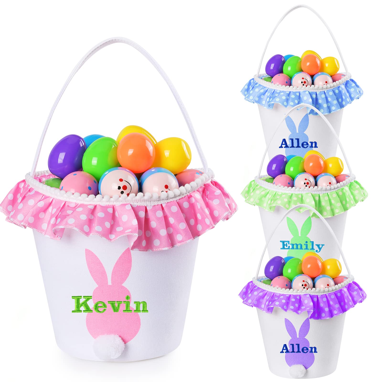 Jocidea Personalized Easter Basket for Kids - Customized Pink Easter Basket Bucket with Toys, Perfect for Easter Basket Stuffers & Toddler Gifts | Great for Easter Egg Hunts, Party Favors & Holiday Decorations