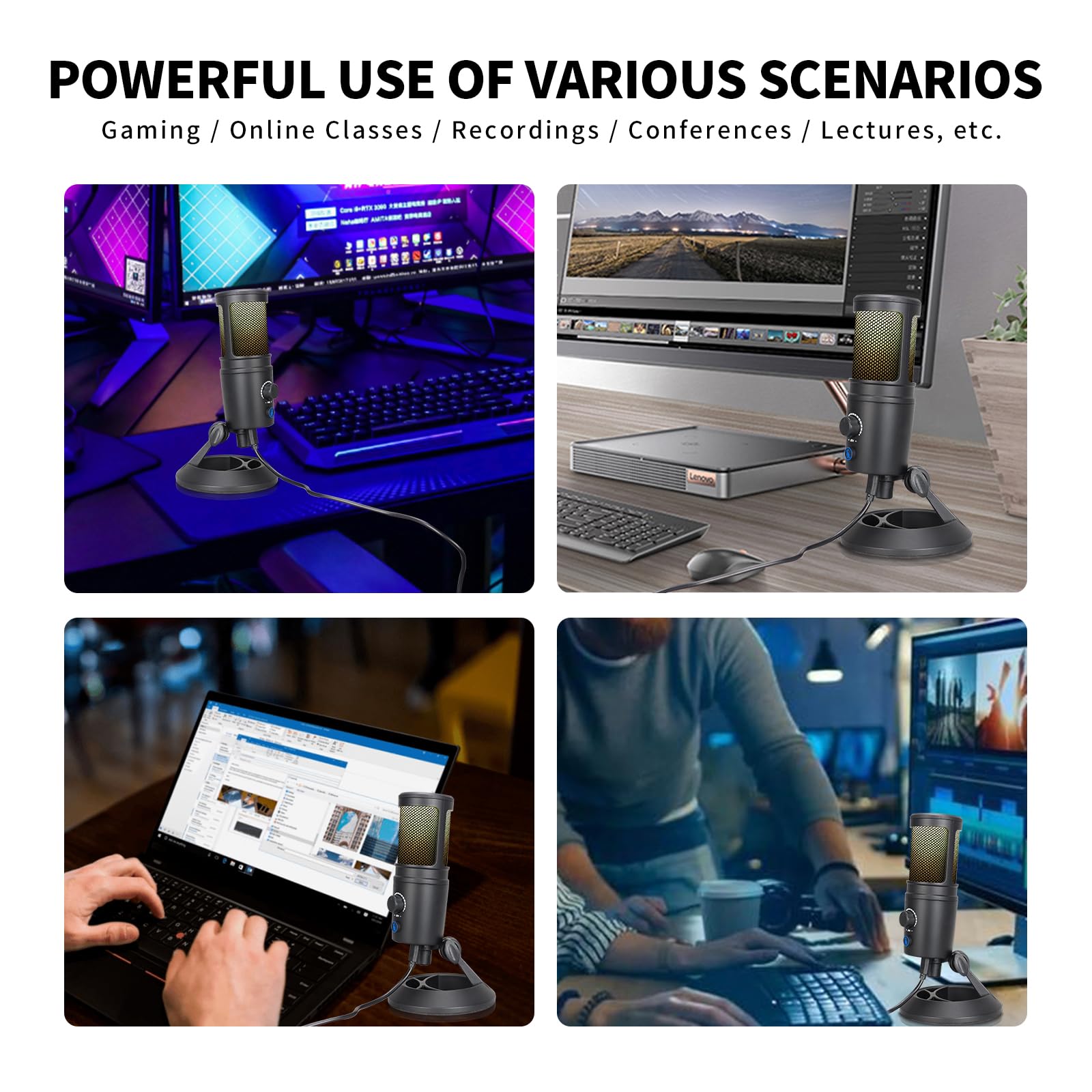 RGB USB Condenser Microphone for Live Streaming, Gaming & Podcasting - Professional Studio Quality Sound with Dynamic Lighting for PC, Mac & Competitive Recording