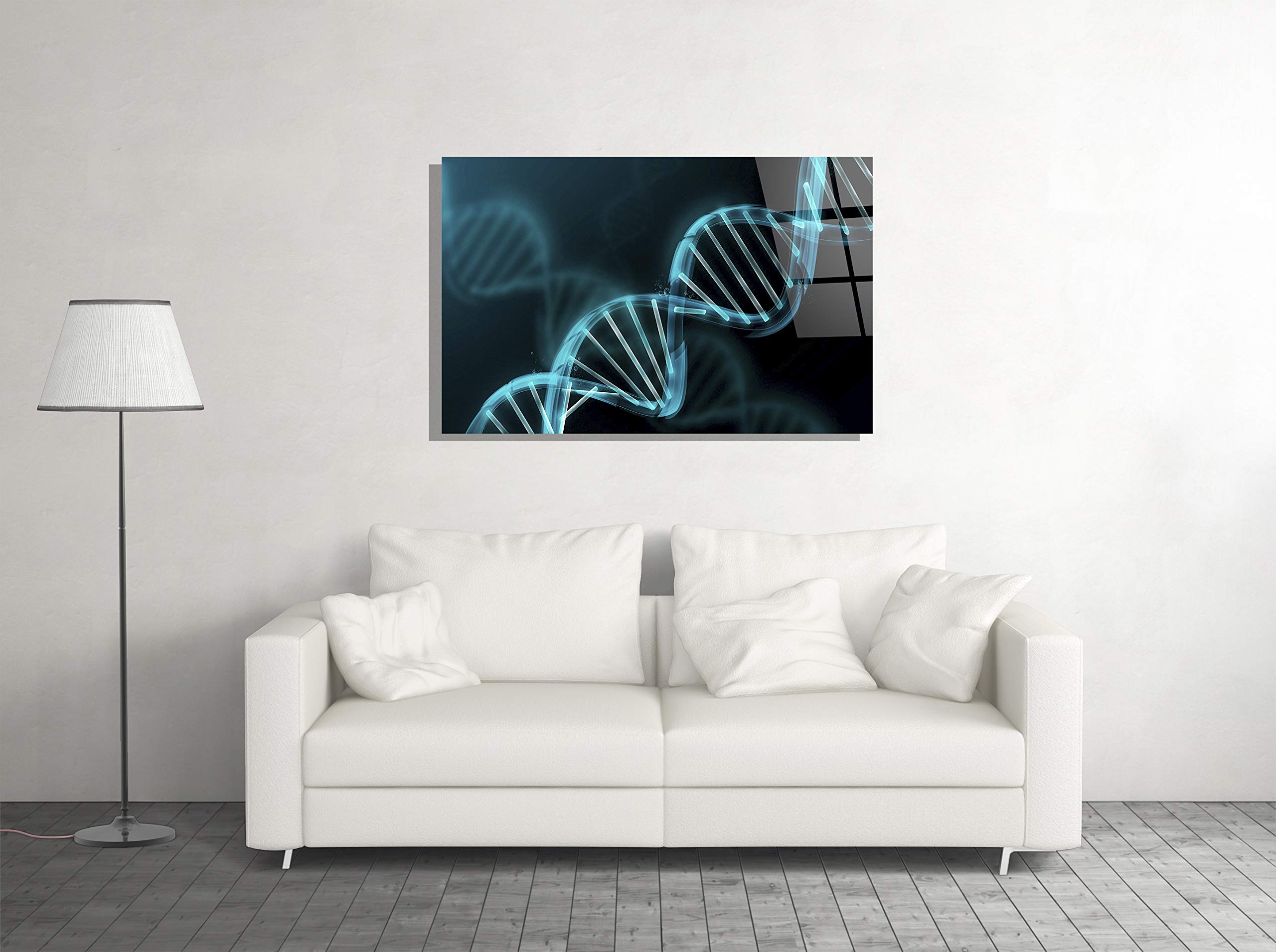DNA Molecule Genetics Science Digital Print Tempered Glass Canvas Wall Art - Modern Home, Office & Hotel Decor - Unique Gift Idea for Science Lovers (24x36 inches) - Perfect for Living Rooms, Laboratories & Educational Spaces