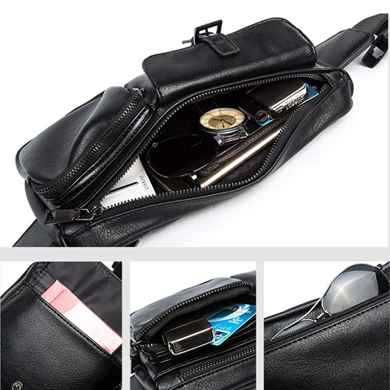 Premium Leather Waist Pack for Men & Women - Adjustable Sling Bag for Hiking, Running, Travel & Outdoor Adventures | Hands-Free Crossbody Fanny Pack for Gym, Concerts & Daily Use