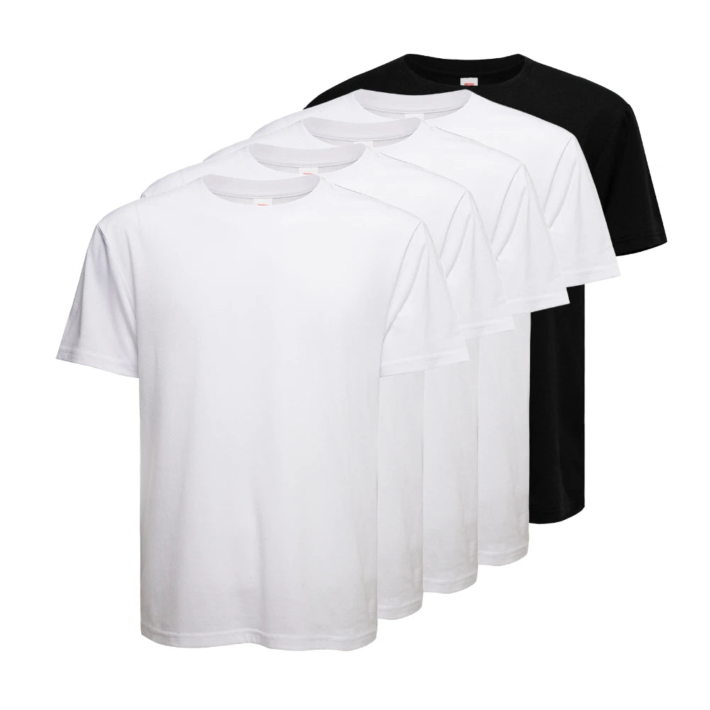 5 Pack Men's 100% Cotton Crew Neck T-Shirts - Soft Breathable Casual Tees for Everyday Wear, Gym & Lounge
