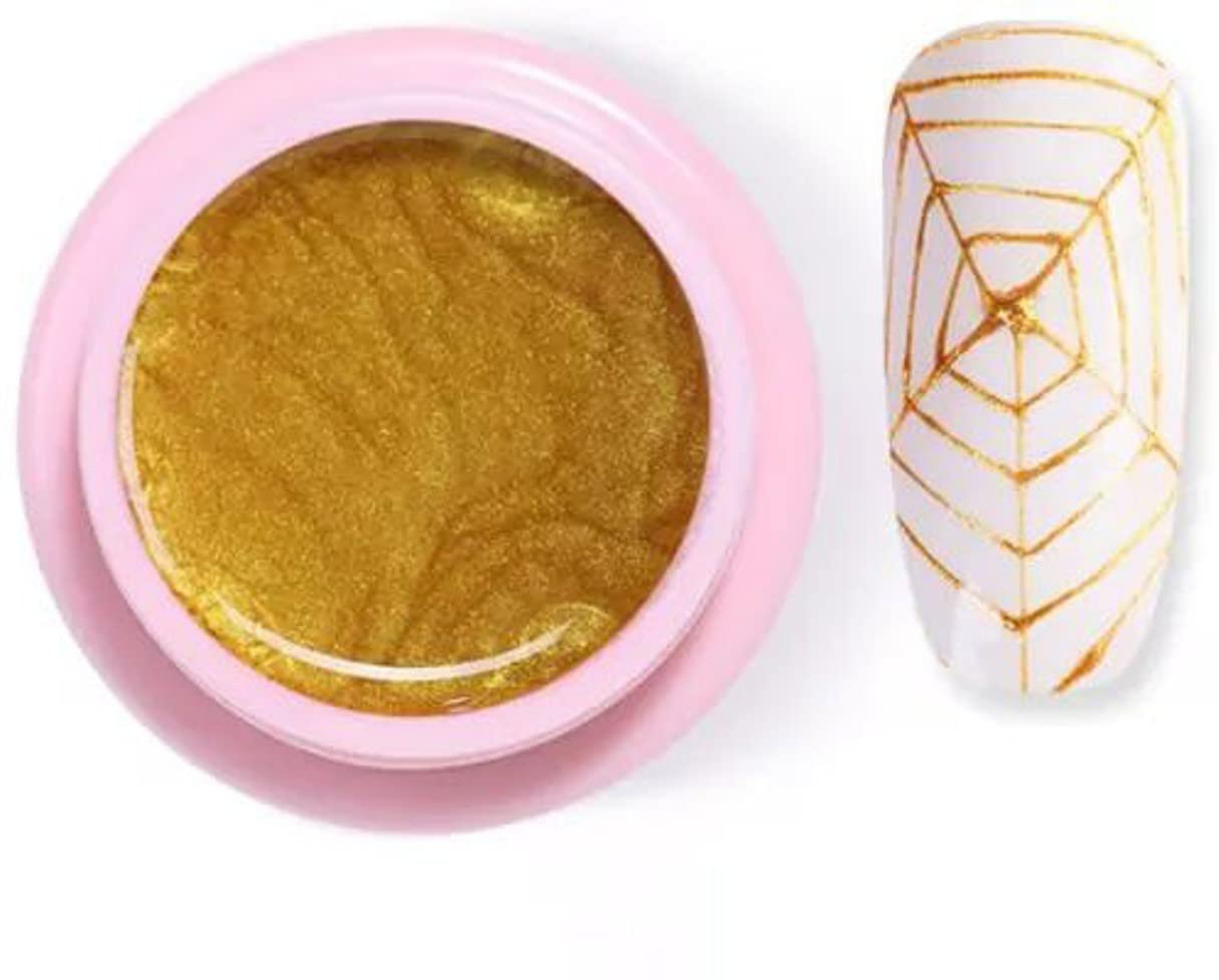 SHILLS PROFESSIONAL Nail Art Spider Silk Adhesive Gel - Gold Color for Salon & DIY Manicures | Long-Lasting & Easy Application for Stunning Nail Designs
