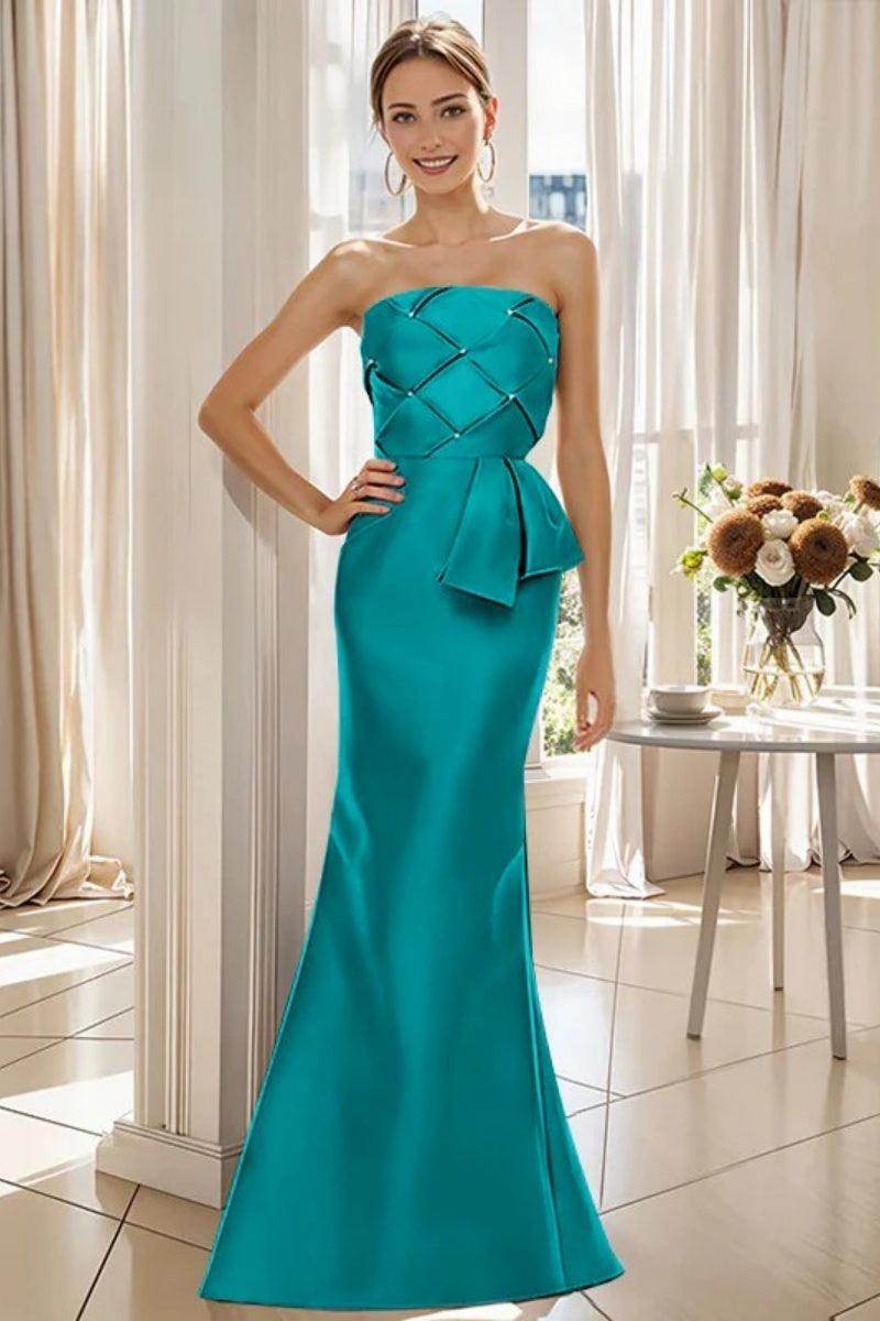 Elegant Mermaid Strapless Sleeveless Floor Length Mother of the Bride Dress CM0371 - Perfect for Weddings, Proms & Formal Evening Events