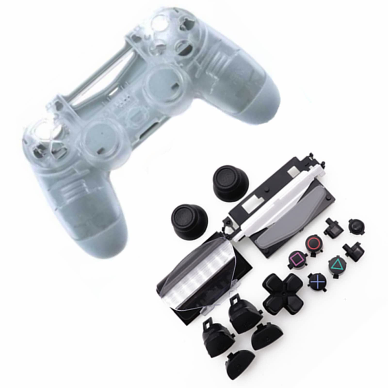 Transparent Plastic Game Controller Shell with Buttons for PlayStation 4 Slim 4.0 JDS-040 JDM-040 (V1 Version) - Replacement Case for PS4 Slim Controller Repair & Customization