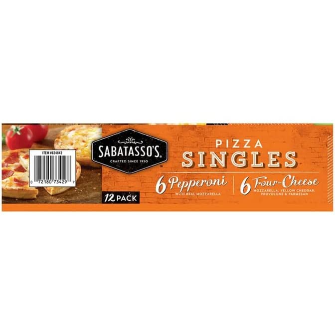 Sabatasso's Gluten-Free Frozen Pepperoni & Four Cheese Thin Crust Pizza Singles - Real Mozzarella - 2 Pack (43.86 oz Each) - Ready to Bake for Quick Meals, Parties & Family Dinners - Supports Donate a Meal Program