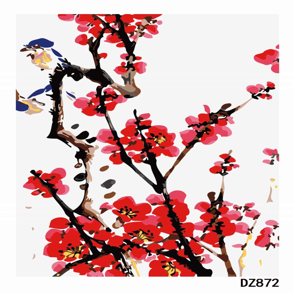 Bigie DIY Oil Painting Kit for Adults - Paint by Numbers with Acrylic Paints, 16x20 Inch Canvas with Wooden Frame (Prunus Blossom Design) - Perfect for Home Decor, Relaxation & Creative Gift Ideas