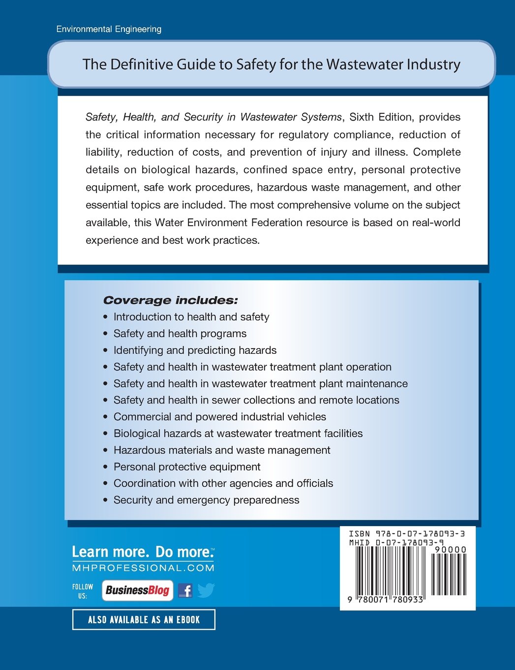 Safety Health and Security in Wastewater Systems, 6th Edition MOP 1 - WEF Manual of Practice for Wastewater Professionals | Essential Guide for Water Treatment Plant Operators & Environmental Engineers