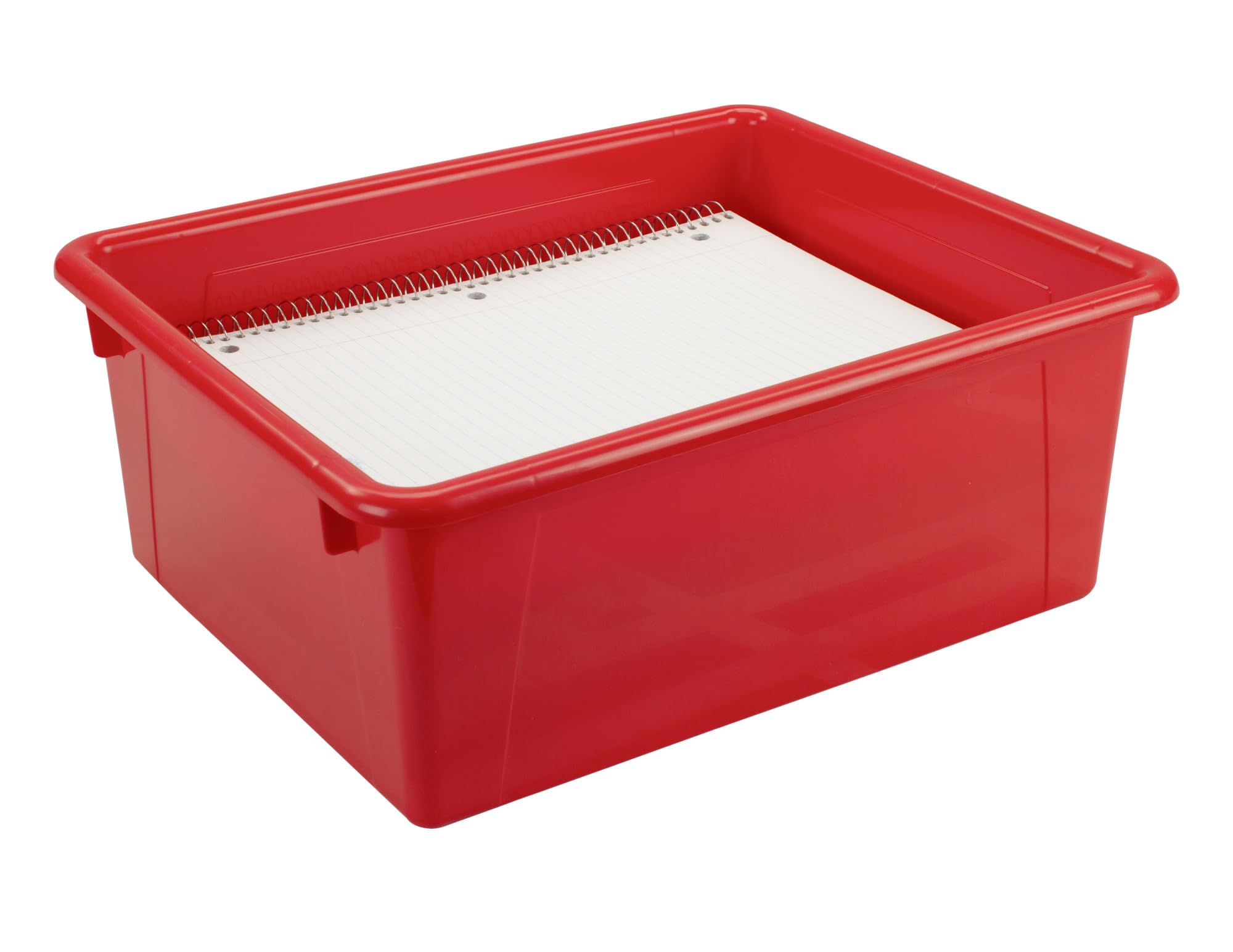 School Smart Durable Plastic Storage Tray - Letter Size Organizer for Classroom Supplies, Home Office & Craft Room | Red Multi-Purpose Desktop Organizer | Perfect for Teachers, Students & Office Organization
