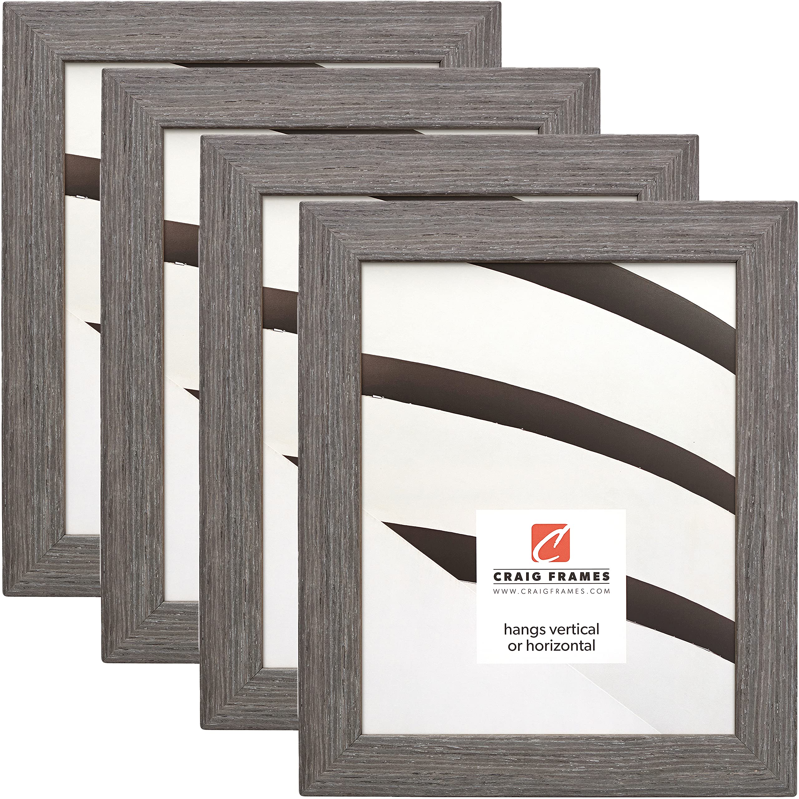 Craig Frames Farmhouse Essentials Picture Frame - 10 x 13 Inch Charcoal Grey Set of 4 - Perfect for Wall Decor, Family Photos & Home Office Display