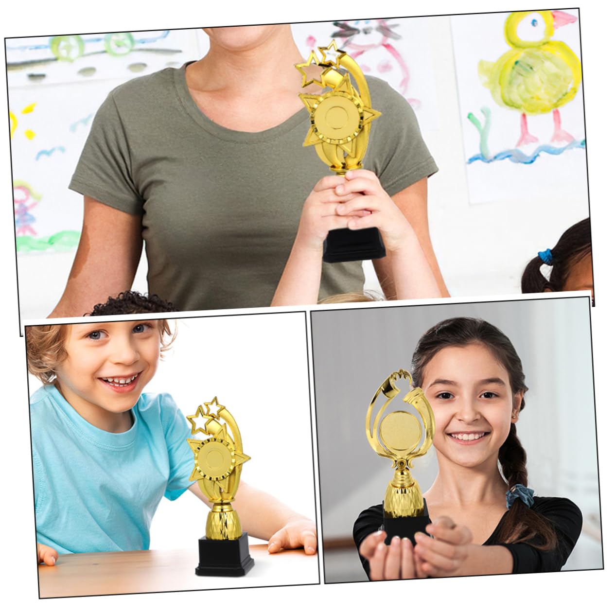 OHPHCALL Unique Competition Trophy Cups - Set of 2 Plastic Winner's Award Trophies for School Celebrations, Sports Events & Party Awards