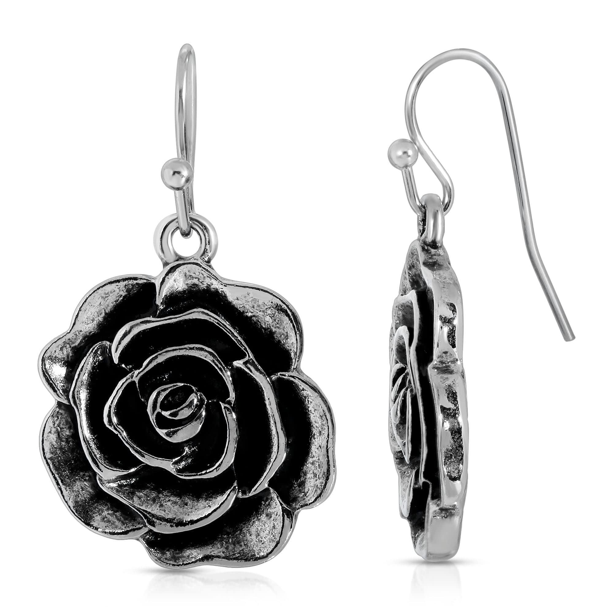 1928 Jewelry Women's Rose Drop Earrings - Vintage Floral Dangle Earrings for Women, Romantic Gift for Her - Perfect for Weddings, Date Nights & Special Occasions