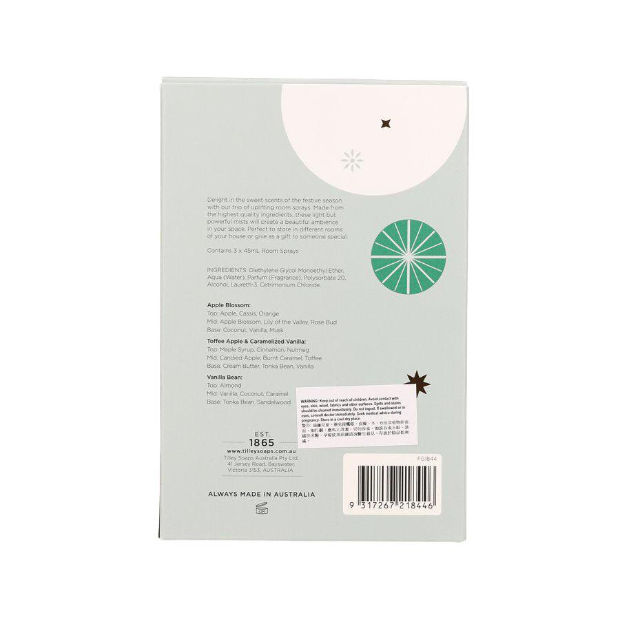 Tilley Room Spray Trio Gift Set - 3 x 45mL (135g) Aromatherapy Essential Oil Diffuser for Home, Office & Spa Relaxation