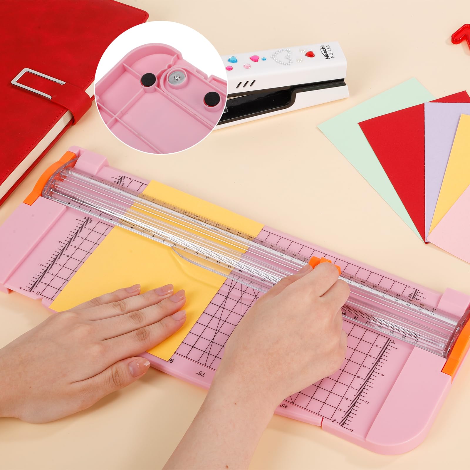 12 Inch A4 Paper Cutter with 2 Replacement Blades & Safety Ruler - Precision Trimmer for Gift Cards, Coupons, Labels, Cardstock & Photos | Perfect for Crafting, Scrapbooking & Office Use