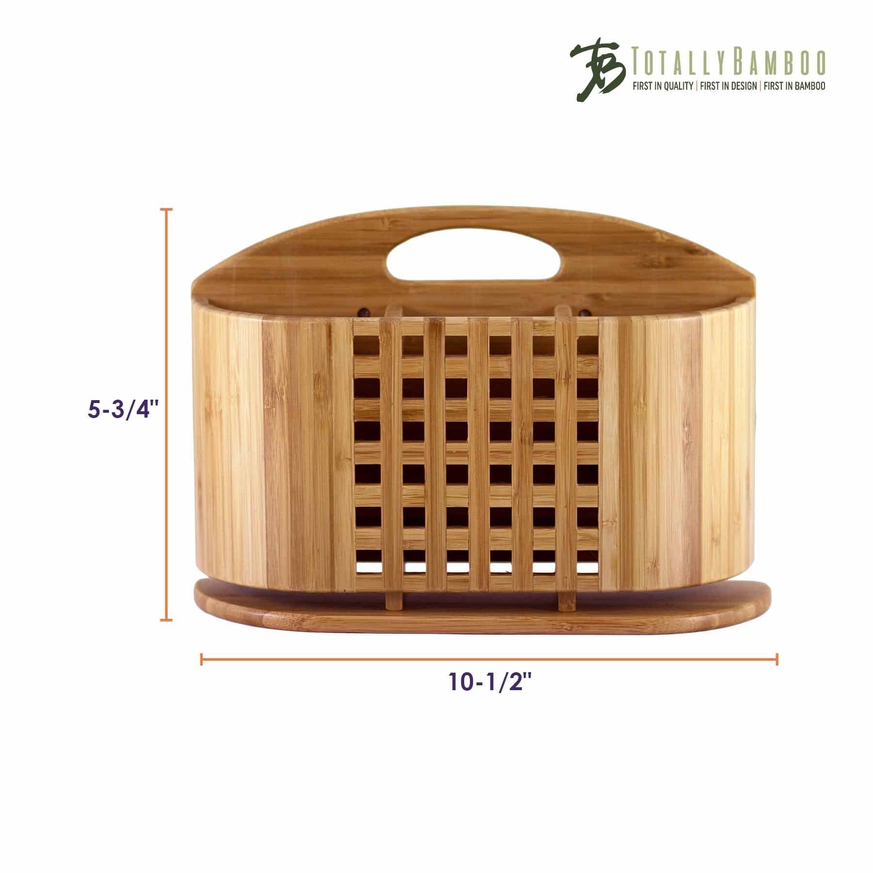 Eco-Friendly Bamboo Utensil Caddy for Dish Rack - 10.5