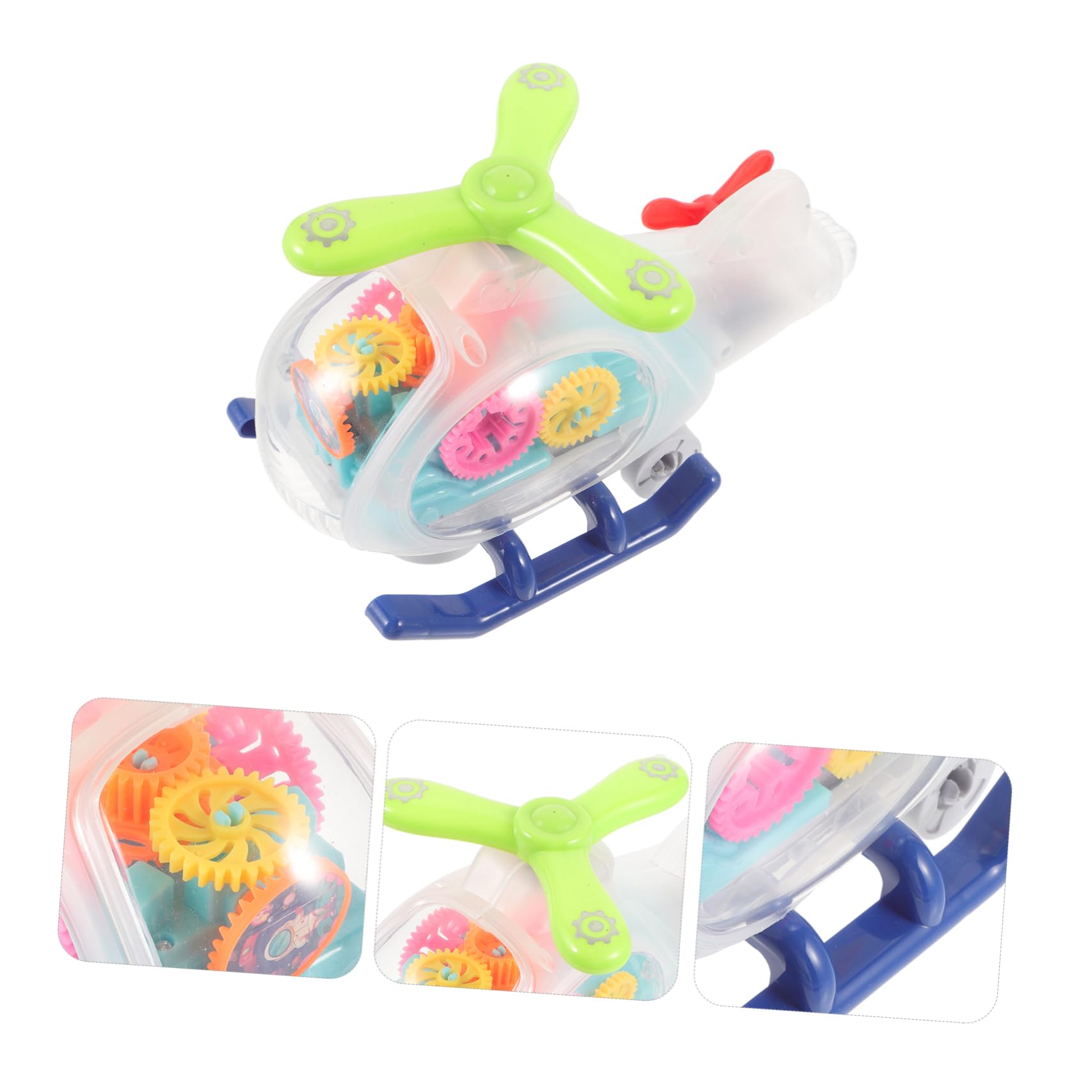 4-Piece Transparent Gear Plan Car Toys for Toddlers - Light Up Helicopter & Kids Toy Gift Set | Fun Learning & Pretend Play for Boys & Girls | Birthday Party Favors & Early Childhood Development