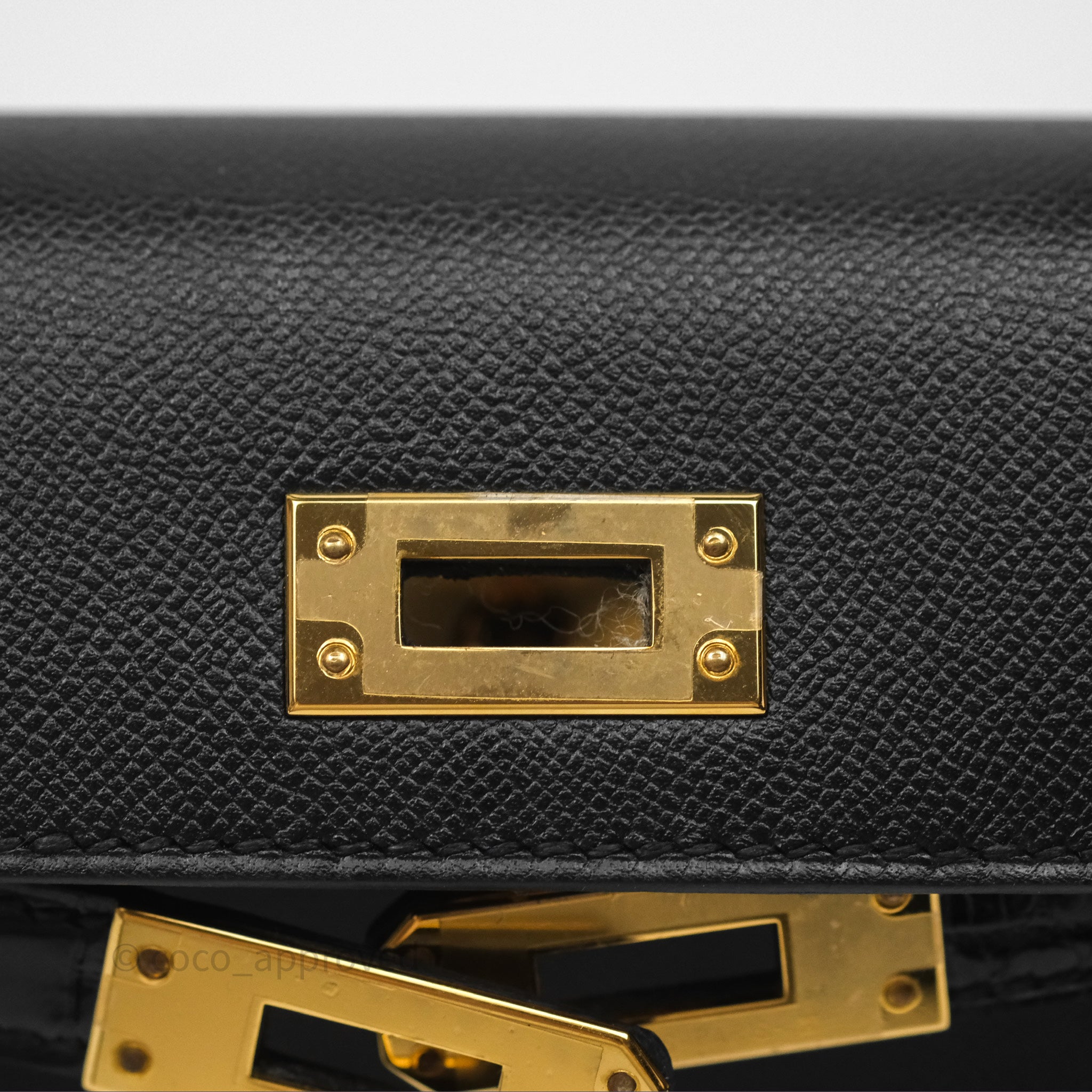 Authentic Hermès Mini Kelly II Touch Noir 89 Crocodile Leather with Gold Hardware - Luxury Handbag for Women | Perfect for Evening Events & Special Occasions