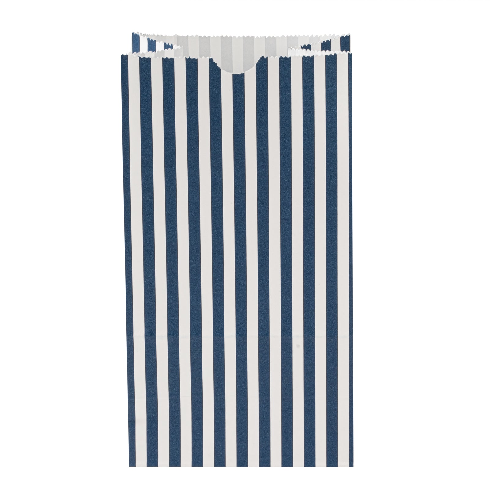 Blue and White Striped Paper Bags - 4 lb Capacity, 5 x 3.25 x 9.5 Inches - Pack of 100 - Perfect for Gift Wrapping, Party Favors & Retail Packaging
