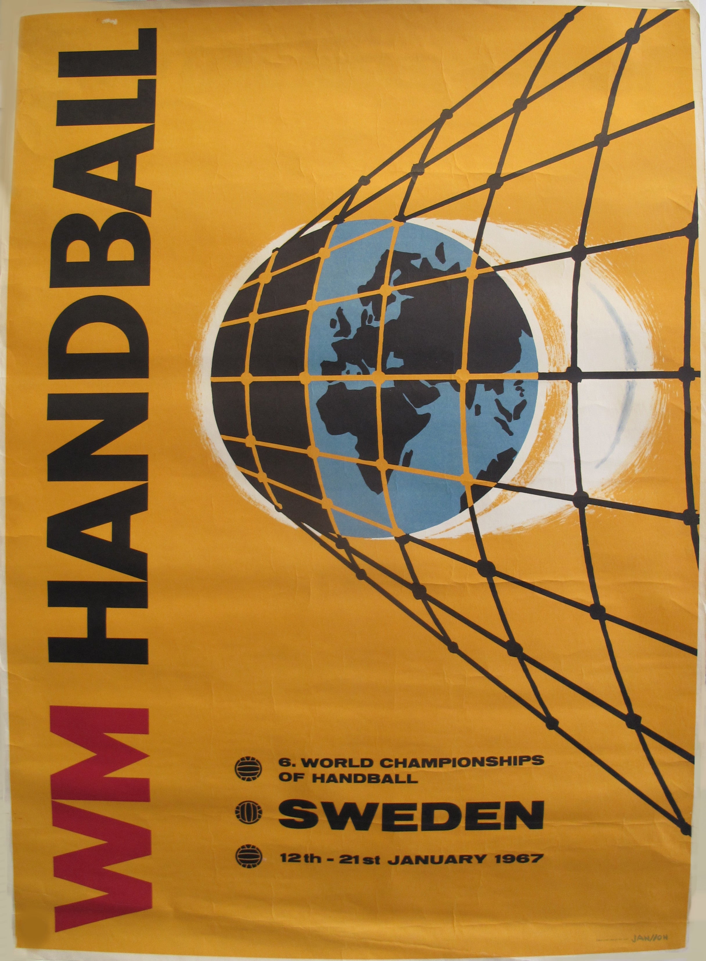 Vintage 1967 World Men's Handball Championship Poster - Sweden Sports Memorabilia, Retro Handball Decor for Man Cave & Sports Fan Gifts
