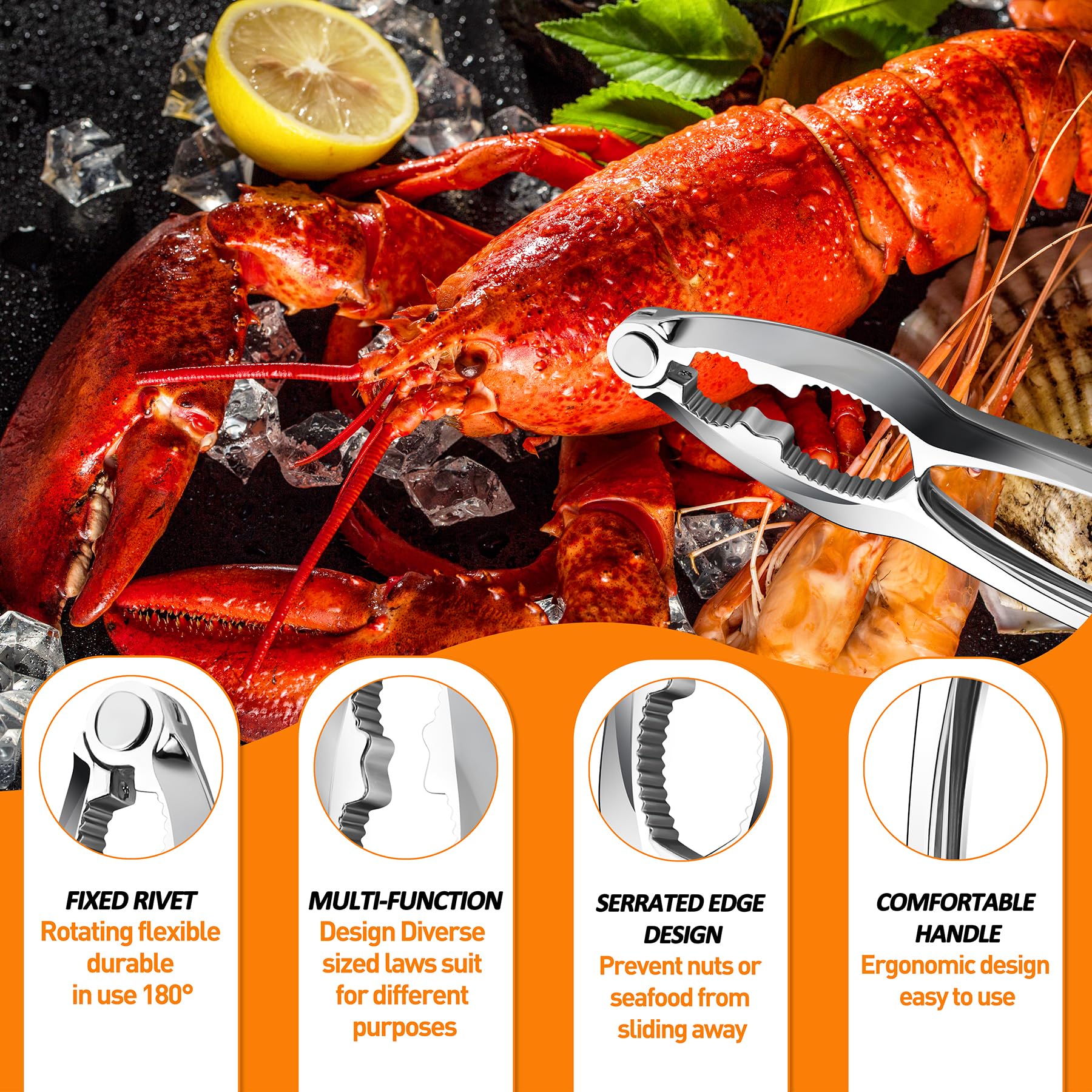 Premium 21-Piece Seafood Cracker & Tool Set - Crab Leg Crackers, Lobster Picks, Shell Scissors & Nut Crackers for Crab, Lobster & Shellfish | Perfect for Seafood Lovers, Dinner Parties & Beachside Feasts