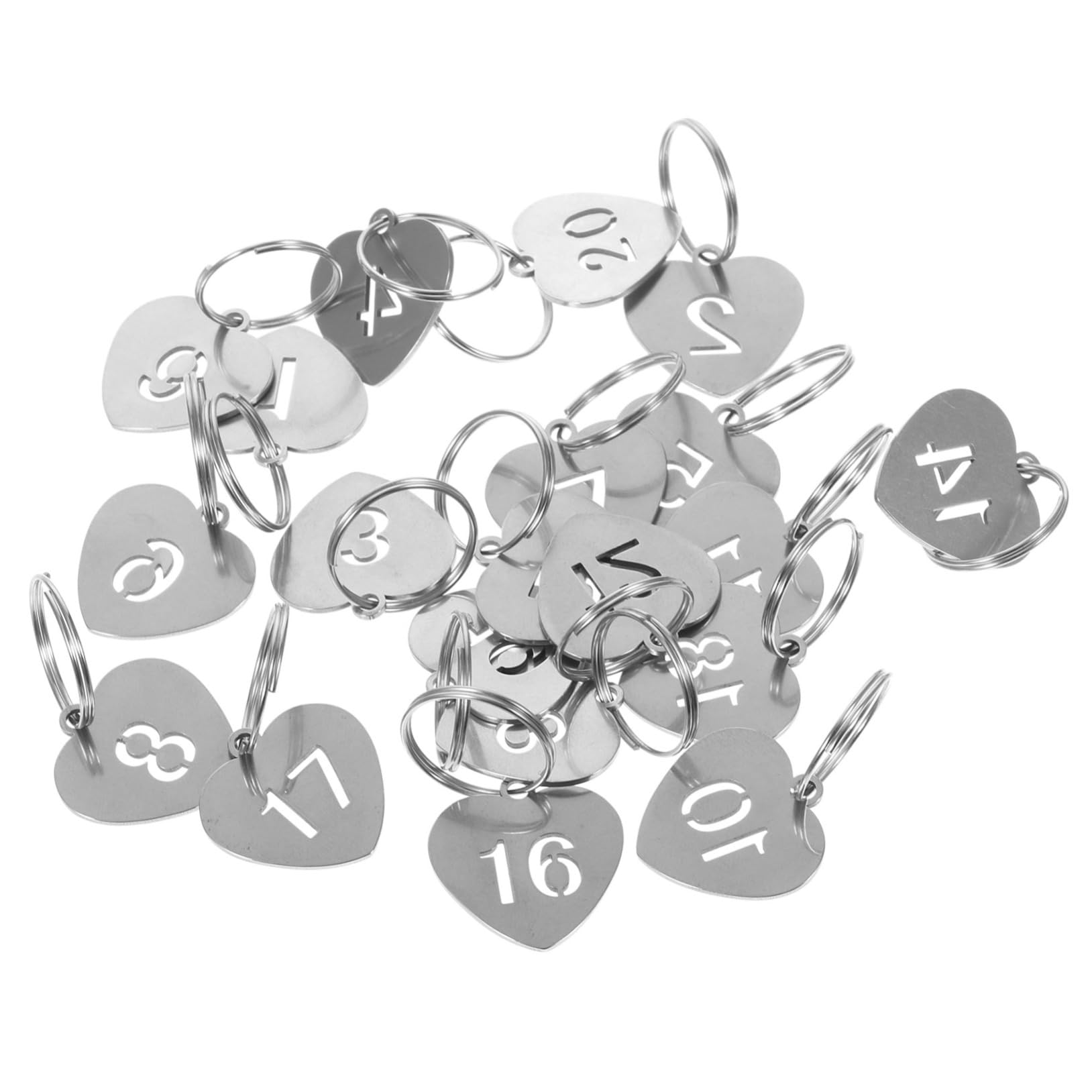 Anneome 20pcs Heart Shaped Numbered Key Tags - Durable Key Organizer for Home, School & Office - Perfect for Key Identification, Locker Tags & Backpack Accessories