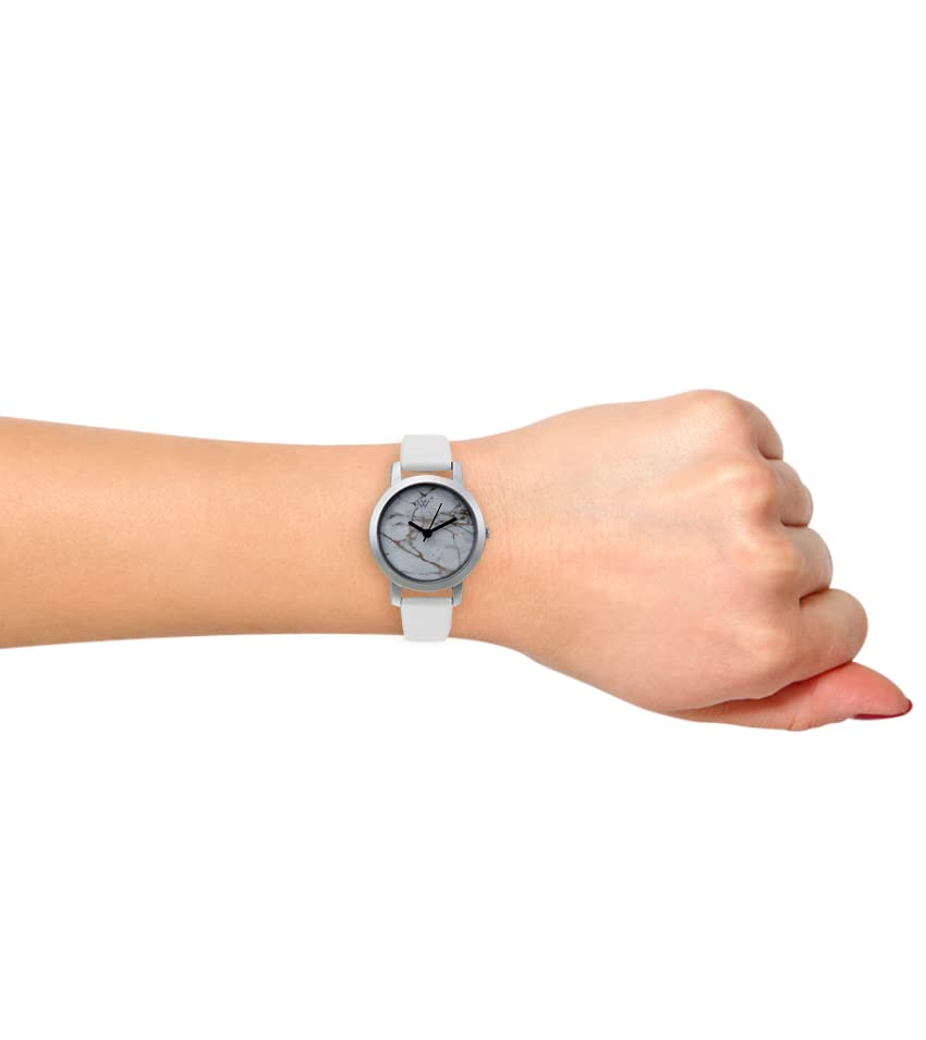 Walrus Women's Analog Watch - Multicolor Dial, White Leather Strap, Alloy Case | 32mm Case & 26mm Dial | Professional Office Wear, Casual Outfits, Birthday & Anniversary Gift for Women
