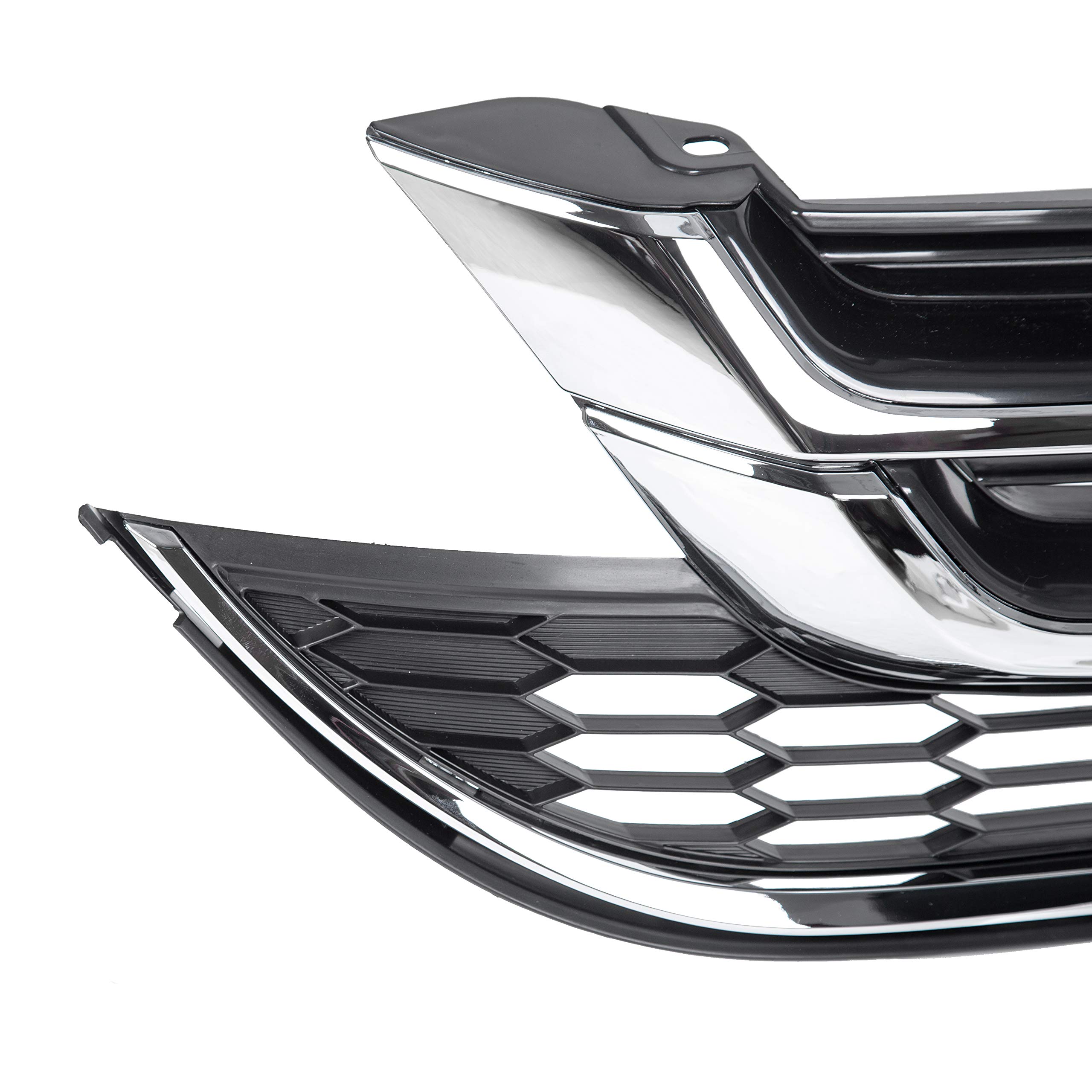ECOTRIC Chrome Front Upper Bumper Hood Grill & Lower Mesh Grille Compatible with 2010-2011 Honda CR-V | Replacement Car Accessories for Enhanced Style & Protection | Perfect for Off-Road, Daily Driving & Car Customization