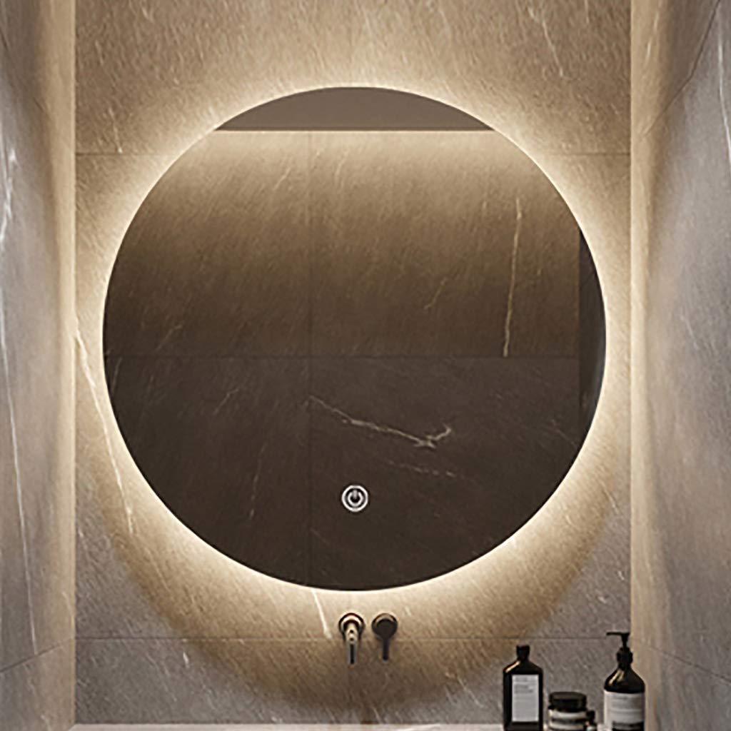 LED Backlit Bathroom Mirror - Wall Mounted Vanity Mirror with White/Warm Light, Round Frameless Makeup Mirror, Safe Explosion-Proof Design for Modern Bathroom & Dressing Room