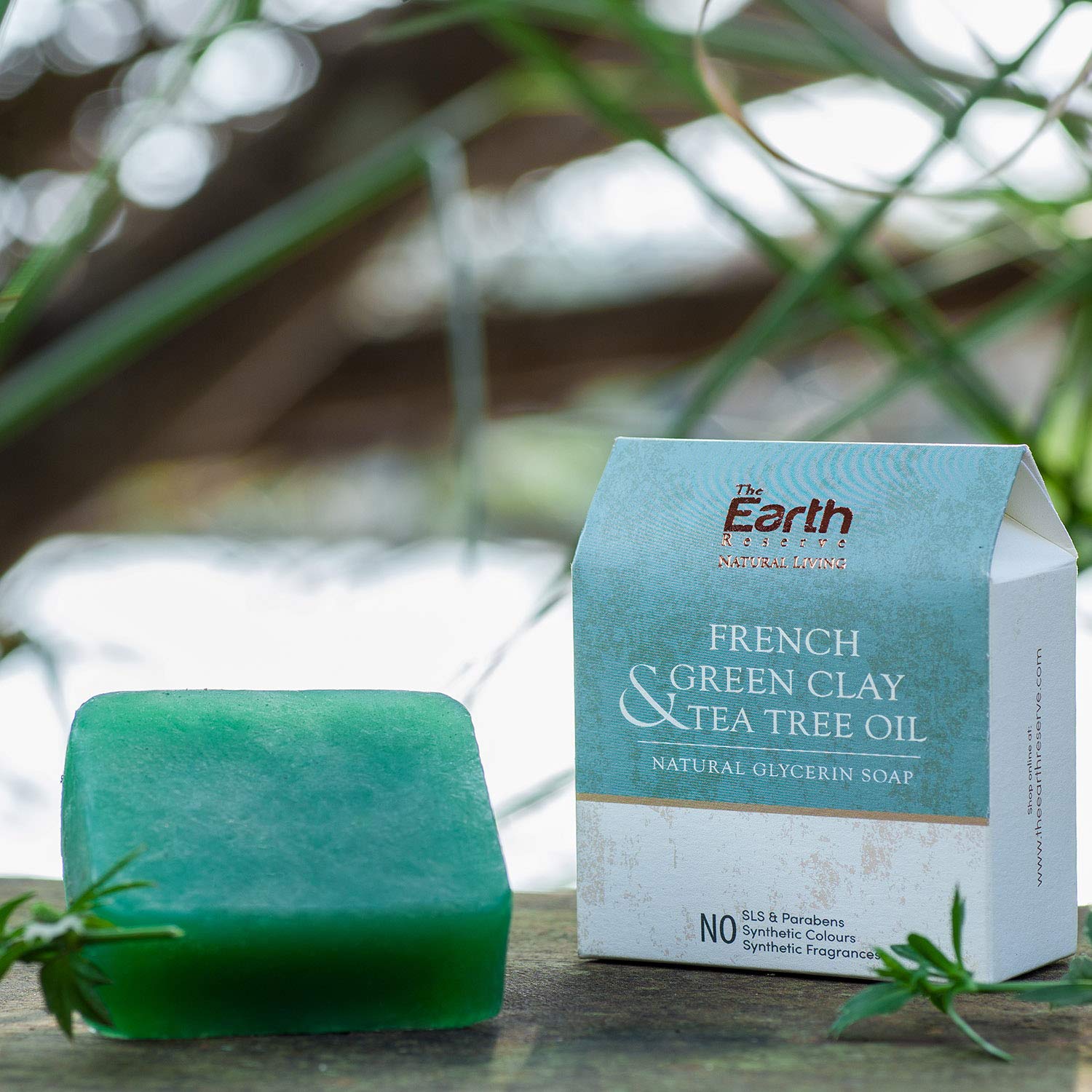Earth Reserve French Green Clay & Tea Tree Oil Soap | Handmade Natural Glycerin Bar Soap (100g) for Acne, Oily Skin & Deep Cleansing | Vegan, Cruelty-Free Skincare for Face & Body