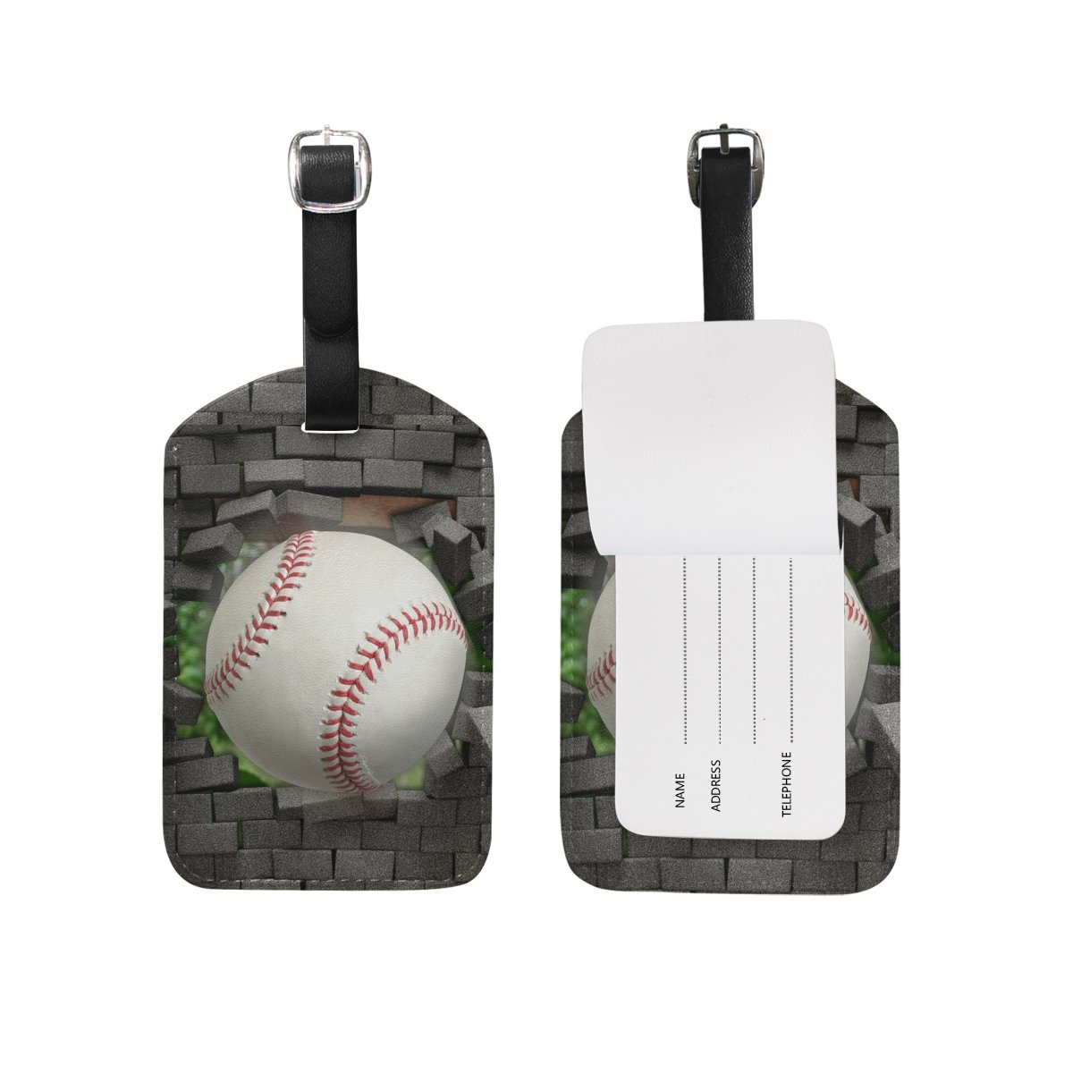 ZOEO 3D Baseball Luggage Tags for Travel - 2 Pack Durable Suitcase ID Baggage Labels for Men & Boys - Perfect for Airports, Cruises, and Business Trips