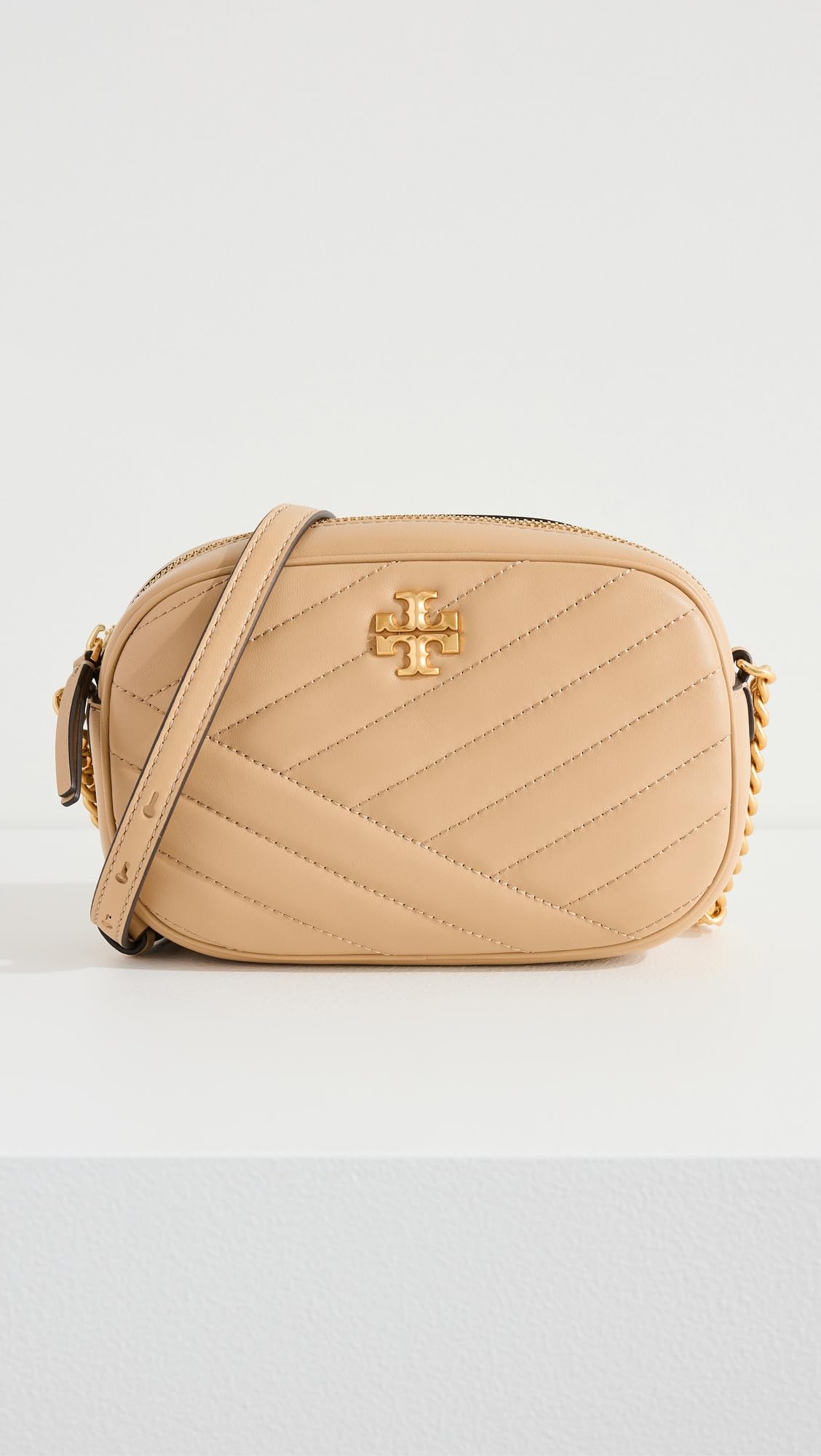 Tory Burch Women's Kira Chevron Camera Crossbody Bag - Stylish Leather Shoulder Purse for Work, Travel & Everyday Use
