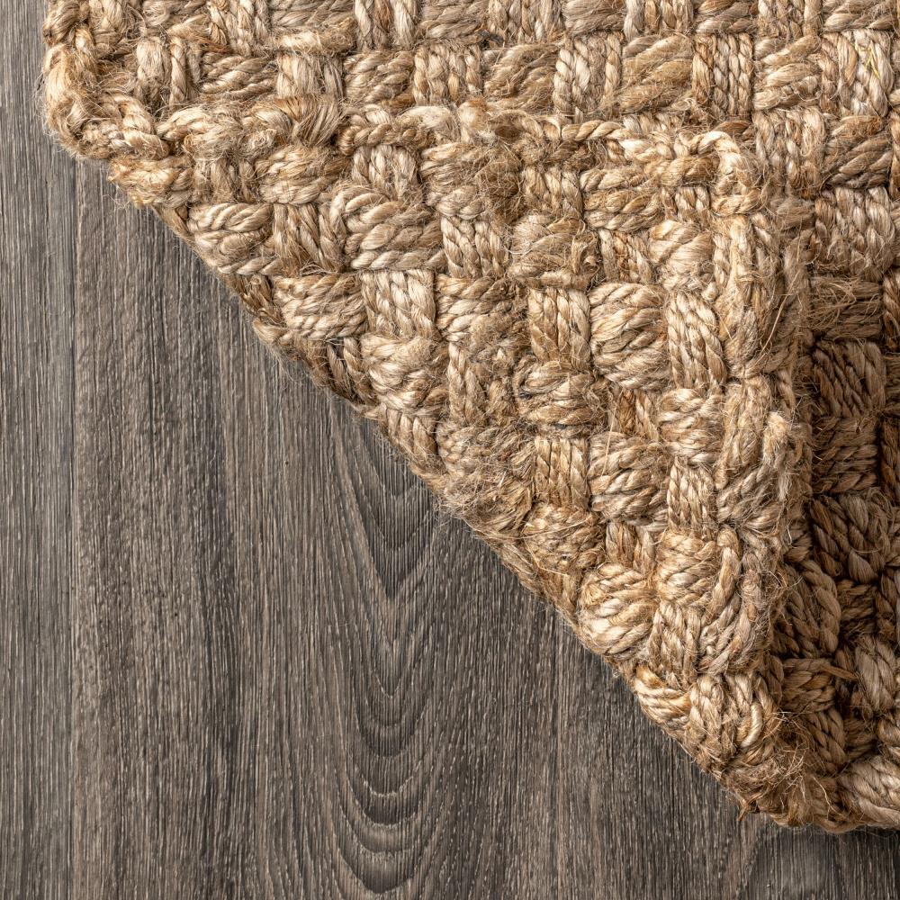 Estera Hand Woven Boucle Chunky Jute Area Rug - Natural Fiber Floor Mat for Living Room, Bedroom & Boho Decor