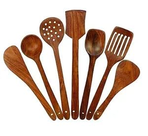 Premium Wooden Cooking Spoon Set - 6-Piece Natural Wooden Utensils for Serving & Cooking - Eco-Friendly Kitchen Accessories & Organizers - Perfect for Baking, Stirring, and Serving Dishes