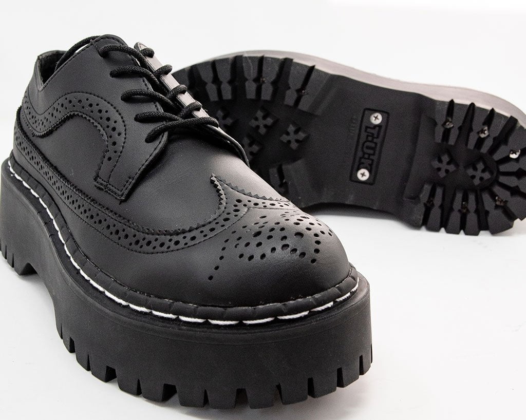 Black Double Decker Brogue Shoes for Men - Classic Oxford Style Wingtip Dress Shoes for Formal & Business Occasions