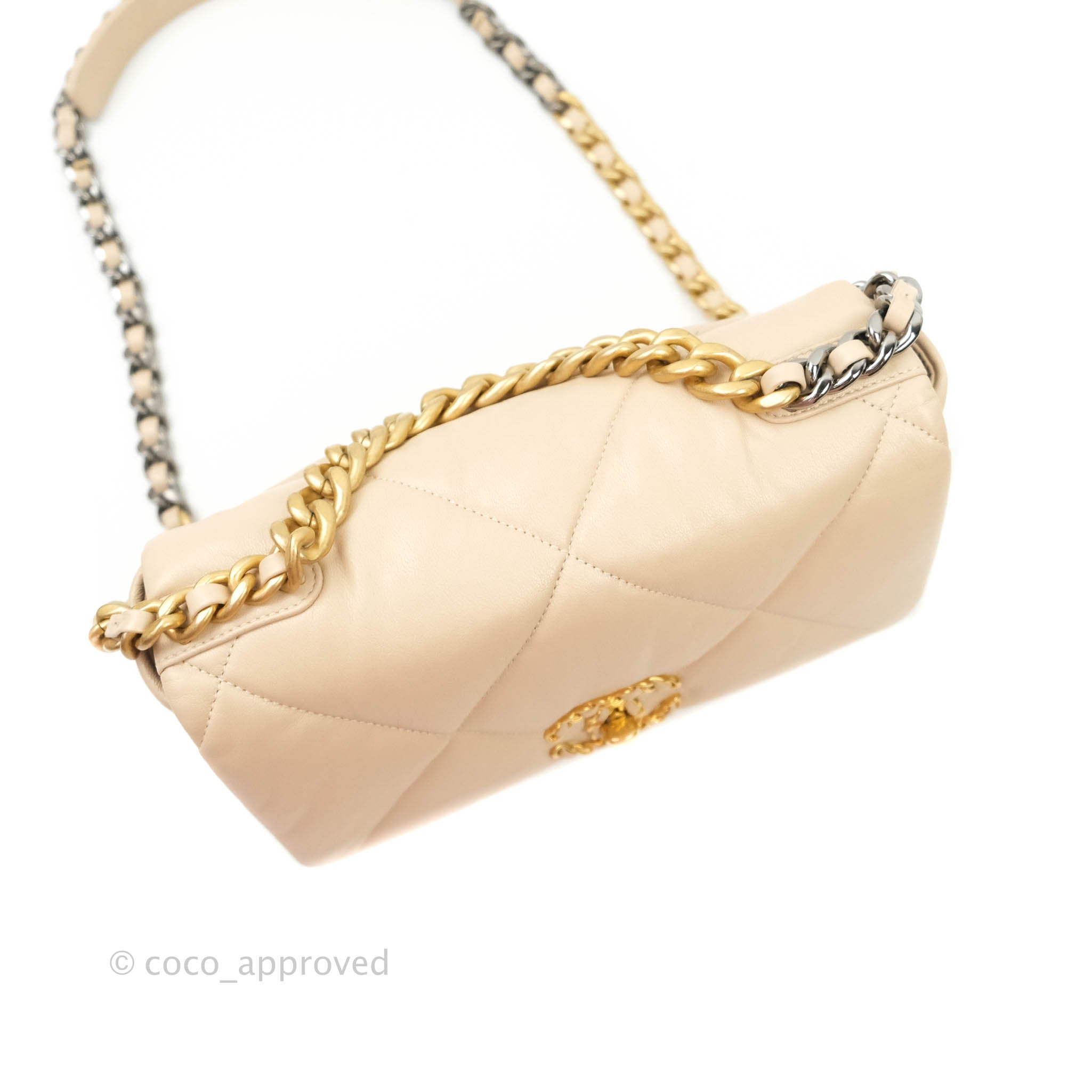 Chanel 19 Small Beige Handbag with Mixed Hardware - Luxury Designer Crossbody Bag for Women | Perfect for Work, Date Night & Special Occasions