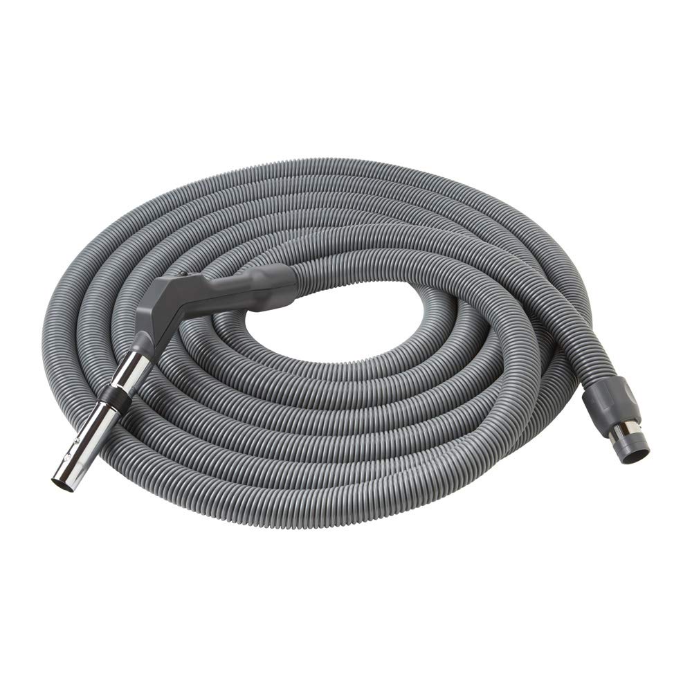 Broan Nutone by Drainvac 30FT Crushproof Central Vacuum Hose with Swivel Handle & On/Off Switch - Kink-Resistant, Fits Most Inlets - Dark Grey - Perfect for Whole-House Cleaning & Hard-to-Reach Areas