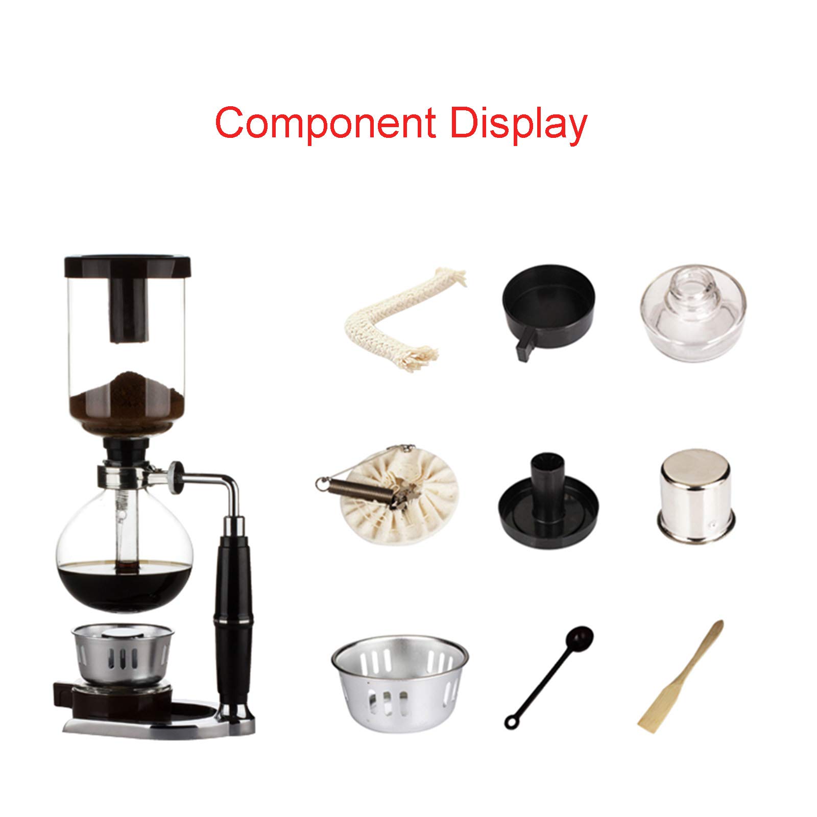 Premium 3-5 Cup Glass Syphon Coffee Maker - Vacuum Brewing System with Extended Handle for Perfect Coffee & Tea | Ideal for Home Baristas, Coffee Enthusiasts & Gift Giving