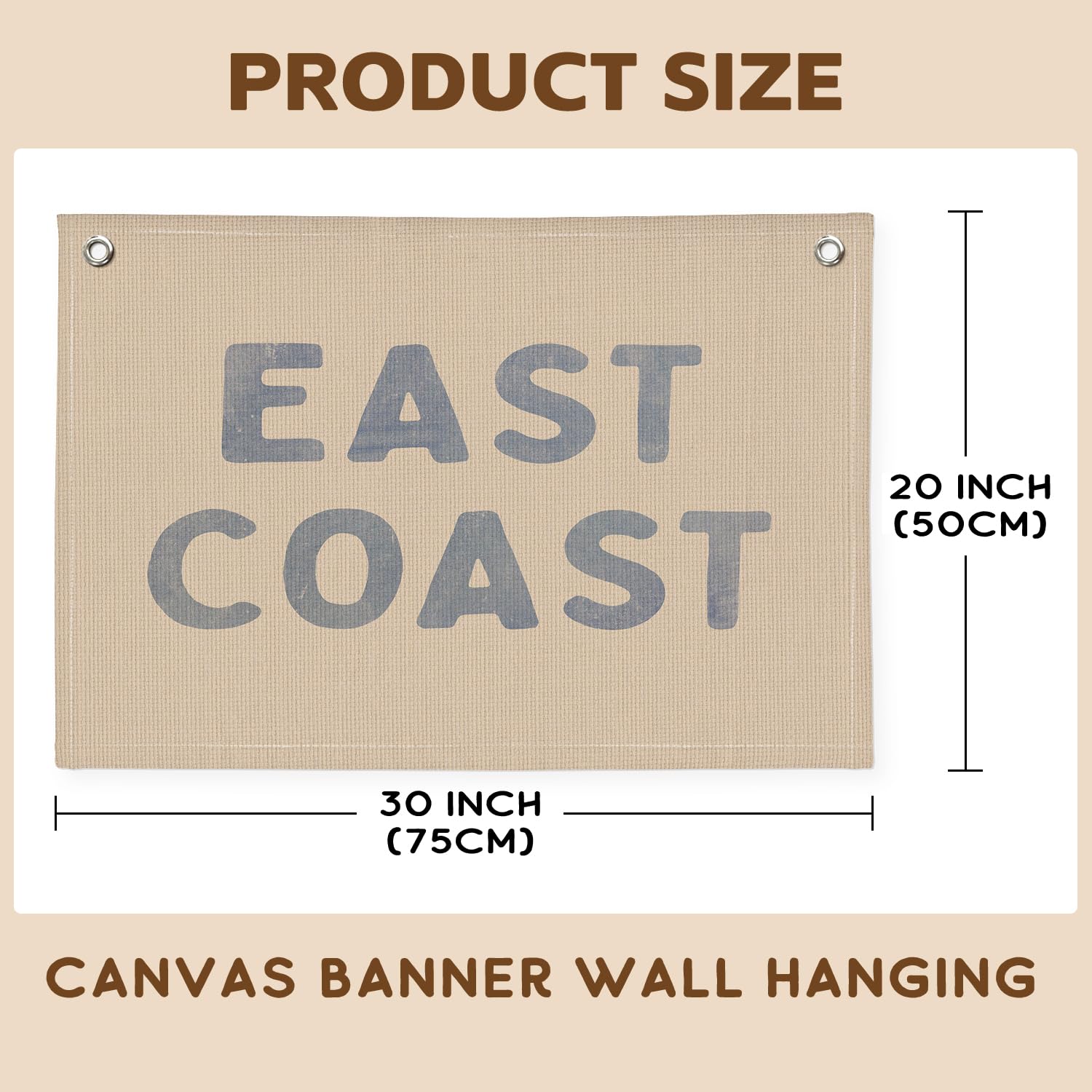 Blue Coastal Cowgirl Canvas Banner - Western Dorm & Bedroom Decor for Teen Girls - East Coast Wall Hanging Flag for Beach House, Boho Room & Cowgirl Themed Parties