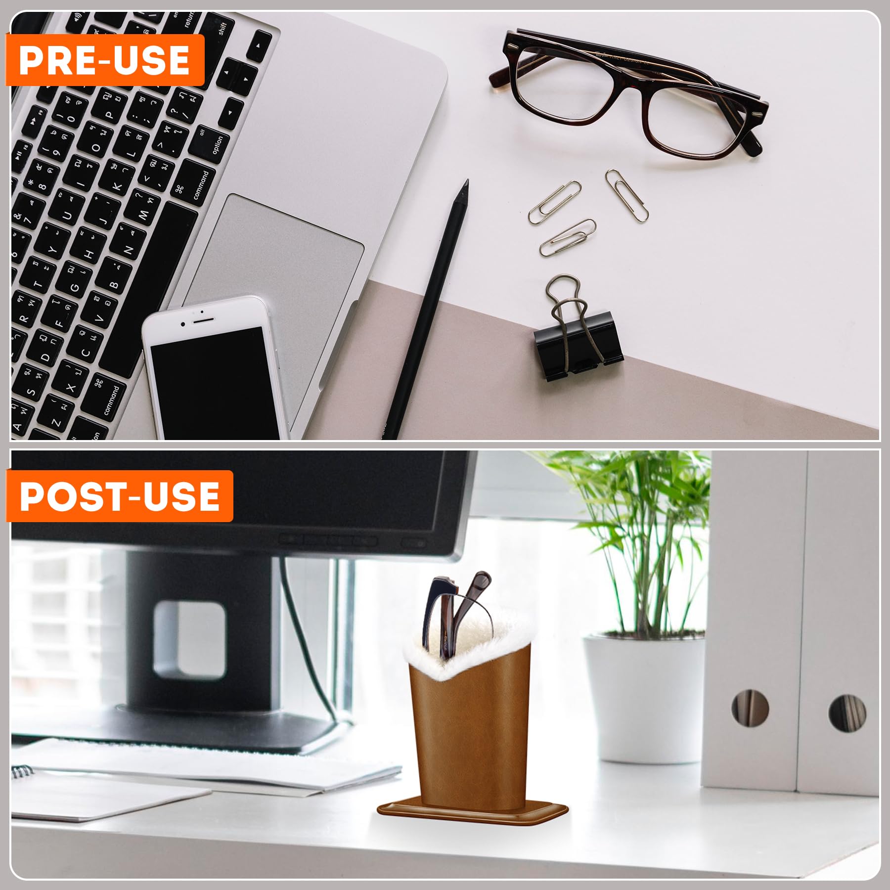 2 Pack Soft Plush Lined Eyeglasses Holder Stand - Protective Glasses Case for Desk & Nightstand - Perfect for Home, Office, and Travel Organization