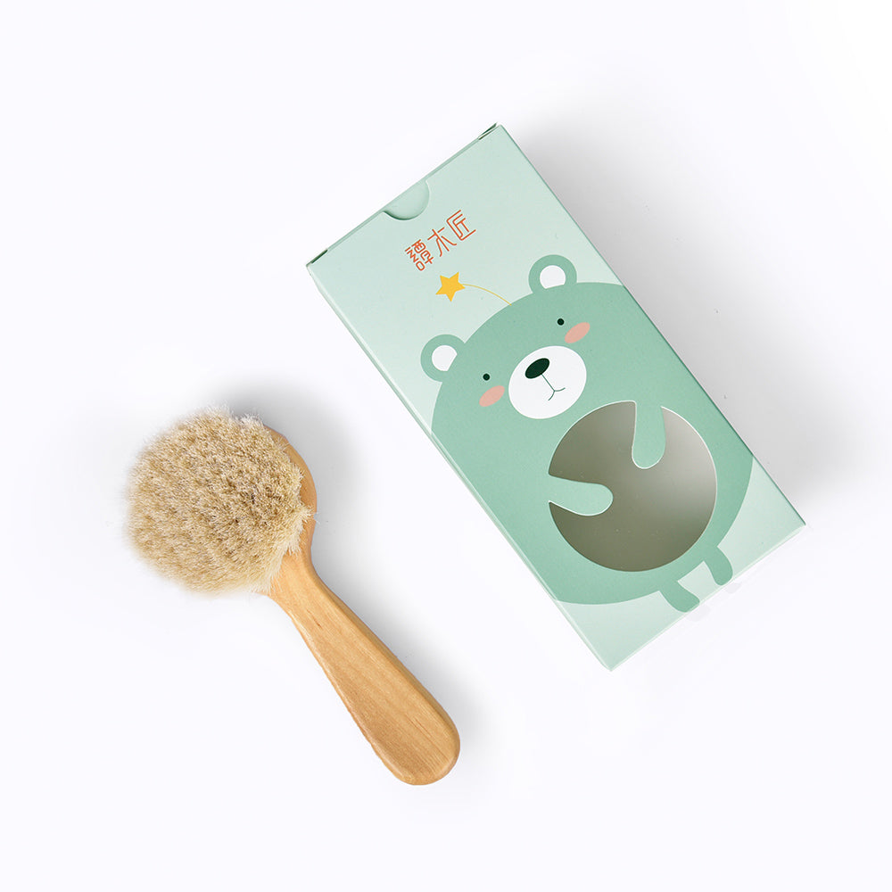 Soft Wool Baby Hair Brush for Newborns - Gentle & Hypoallergenic - Perfect for Cradle Cap & Sensitive Scalp Care - Ideal for Daily Baby Grooming & Massage