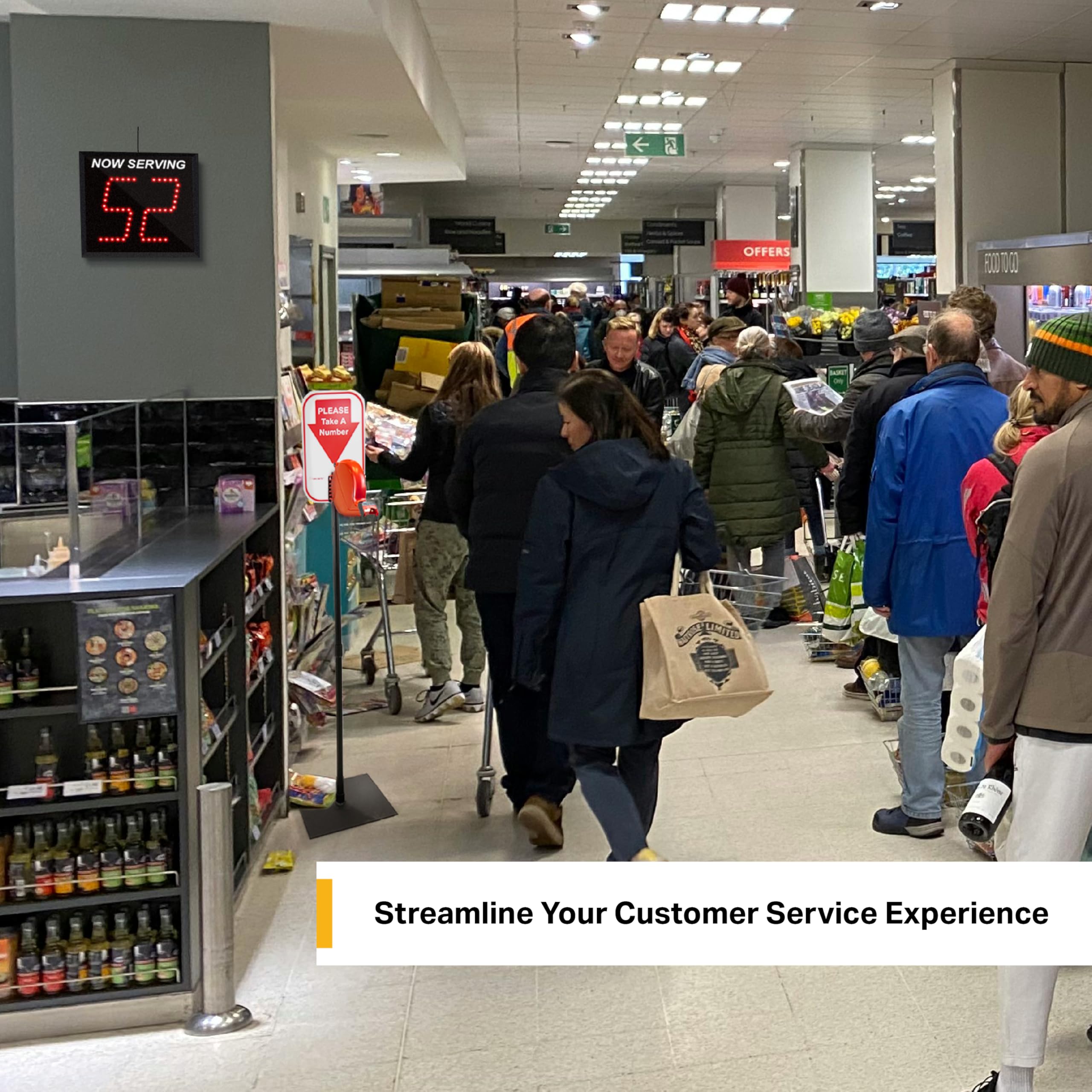 2-Digit Wireless Take A Number System with Floor Dispenser - Queue Management Solution for Retail Stores, Banks, and Clinics
