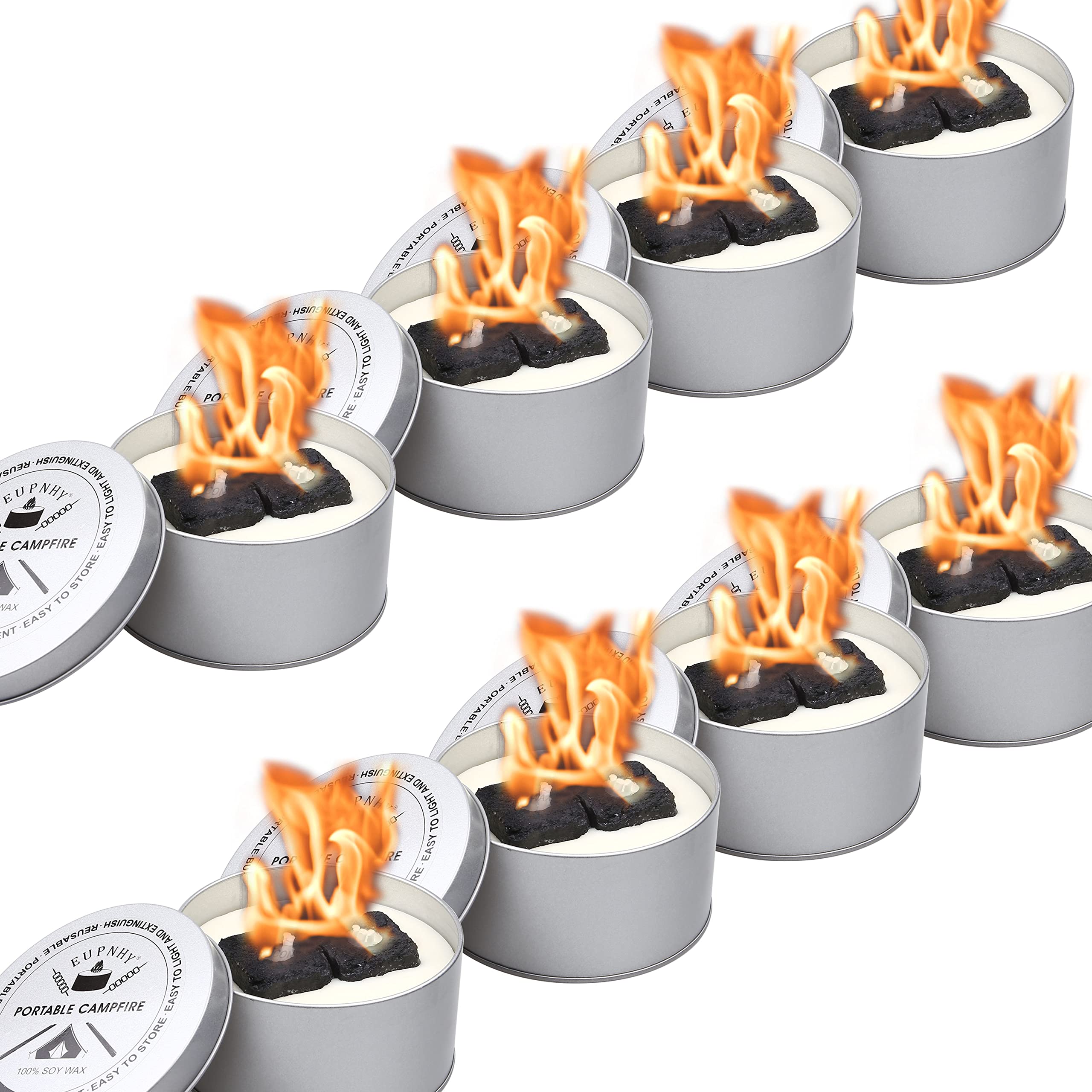 8 Pack Portable Campfire Pit - Smores Maker for Outdoor Cooking | Lightweight & Compact Design with 3-5 Hours Burn Time | No Embers, No Mess - Perfect for Camping, Backyard BBQ, Beach Parties & Family Gatherings | Great Gift for Adventurers & Outdoor Enthusiasts