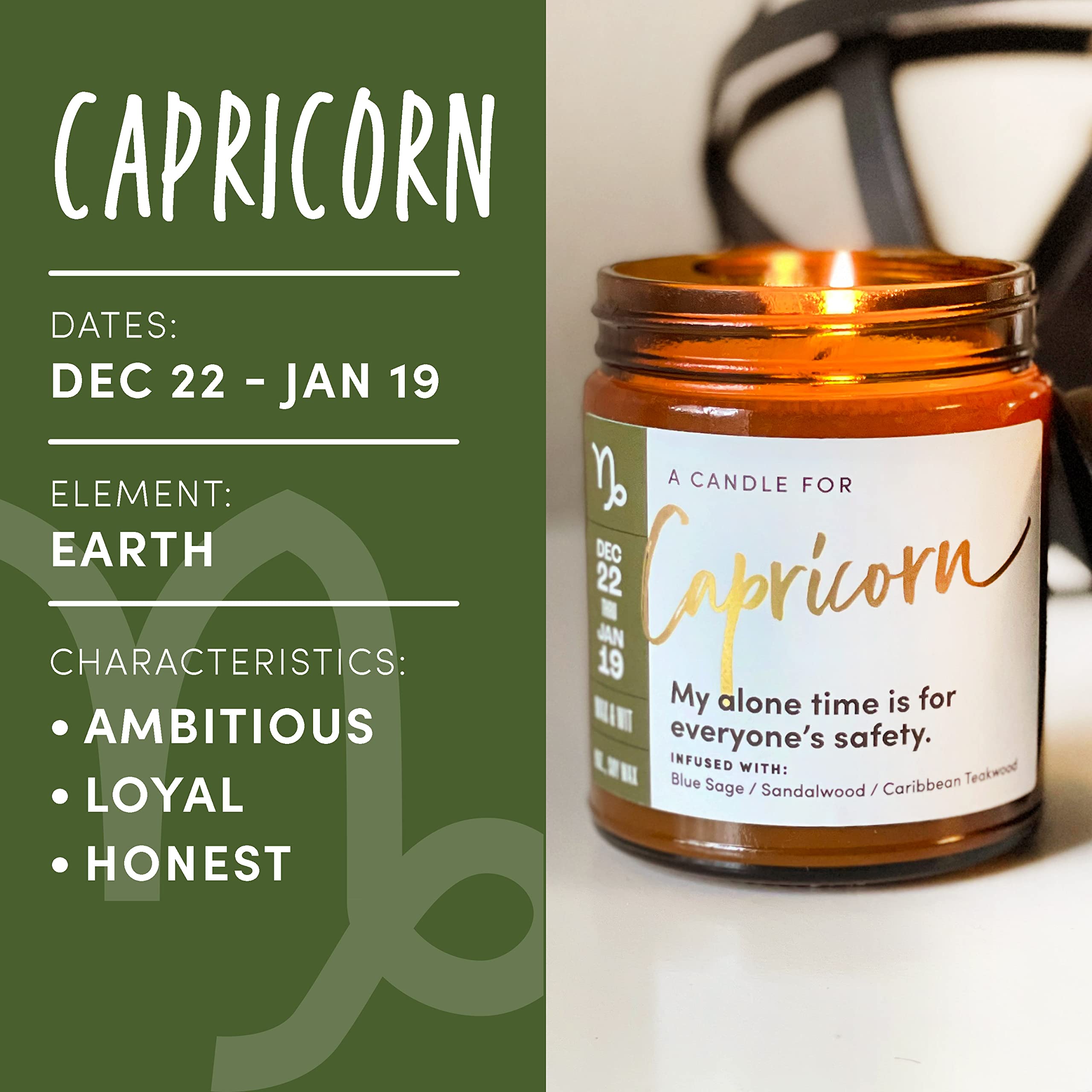 Capricorn Zodiac Candle for Women - 9oz Astrology Gift, December & January Birthday Present, Soy Wax Aromatherapy Candle - Perfect for Home Decor, Meditation & Relaxation Gifts